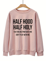 Letter Graphic Print Sweatshirt, Long Sleeve Crew Neck Pullover Sweatshirt, Casual Tops For Fall & Winter, Women's Clothing - veyora