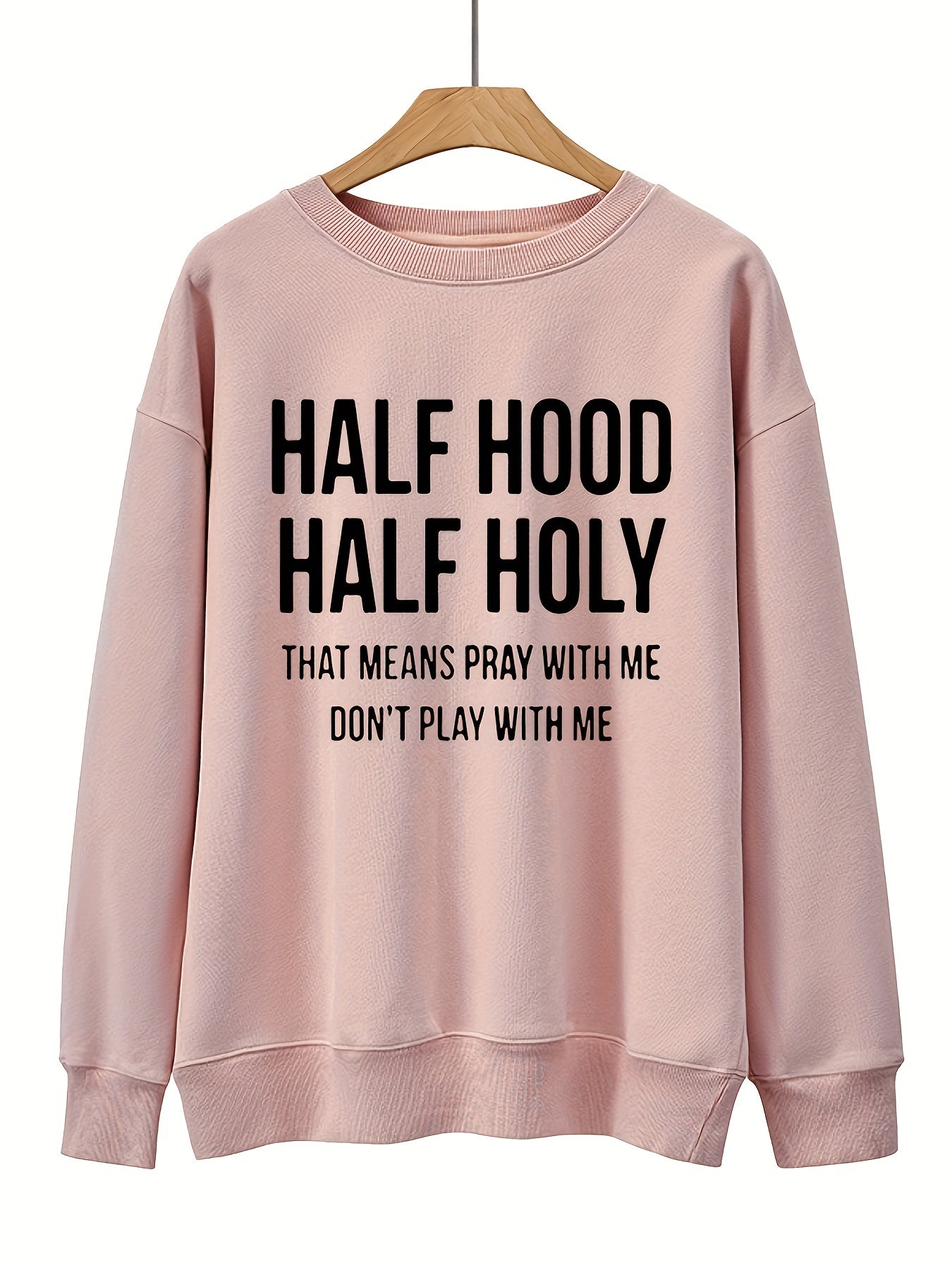 Letter Graphic Print Sweatshirt, Long Sleeve Crew Neck Pullover Sweatshirt, Casual Tops For Fall & Winter, Women's Clothing - veyora