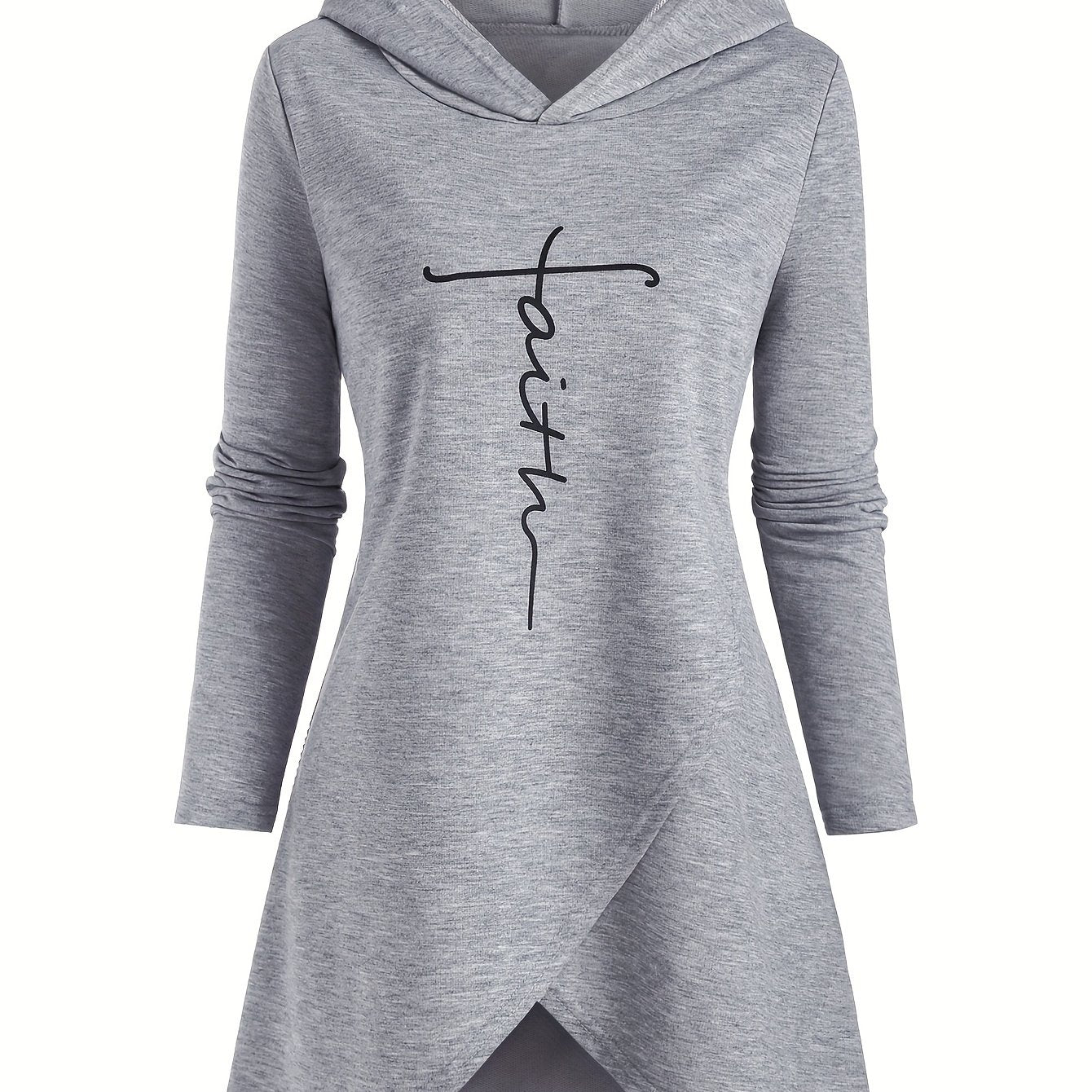 Women's Front Cross Casual Letter Print Long Sleeve Hoodie - veyora