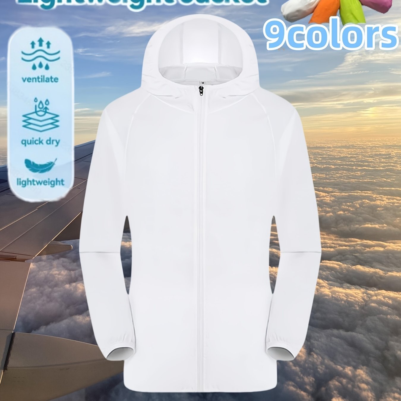 Men's & Women's Lightweight High Quality Hooded Jacket - Quick - Dry Summer Outdoor Sun Shirt with Pockets for Hiking, Climbing, Running, Golf - 9 Color Options, Climbing Apparel | Stylish Functional Wear | Breathable Fabric, Hiking Accessories - veyora