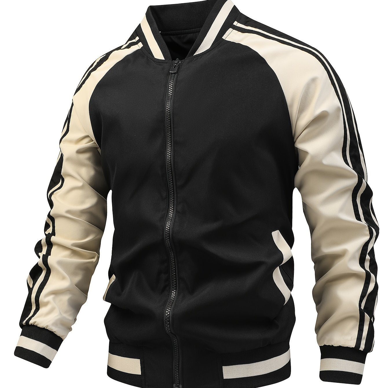 Men'S Baseball Collar Jacket, Unisex Autumn Outerwear, Sporty Jacket, Collegiate Style Jacket, Lightweight Outerwear for Fall And Winter - veyora