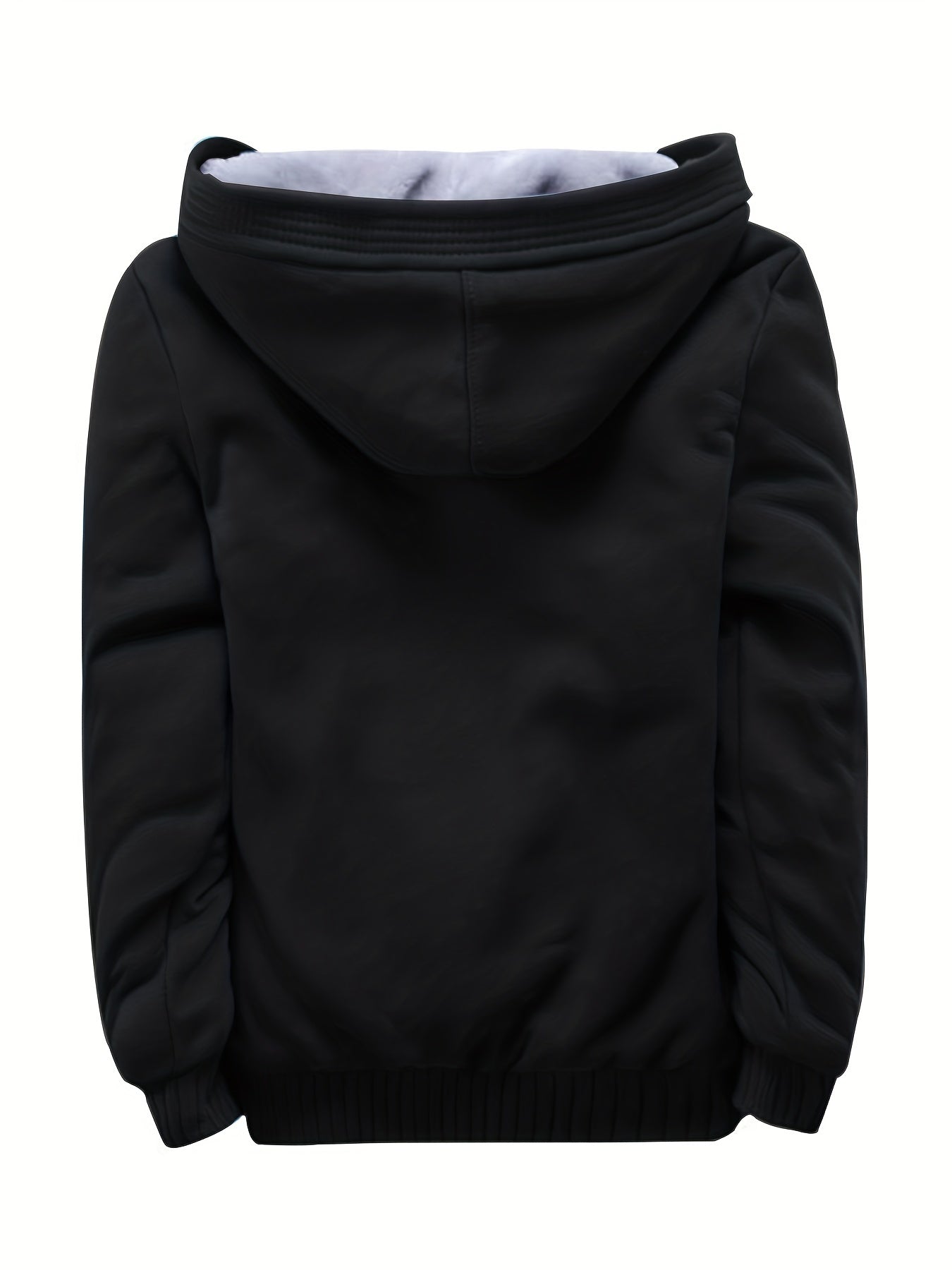 Winter Thickened Solid Color Hooded Cardigan Sweatshirt Men's Jacket - veyora