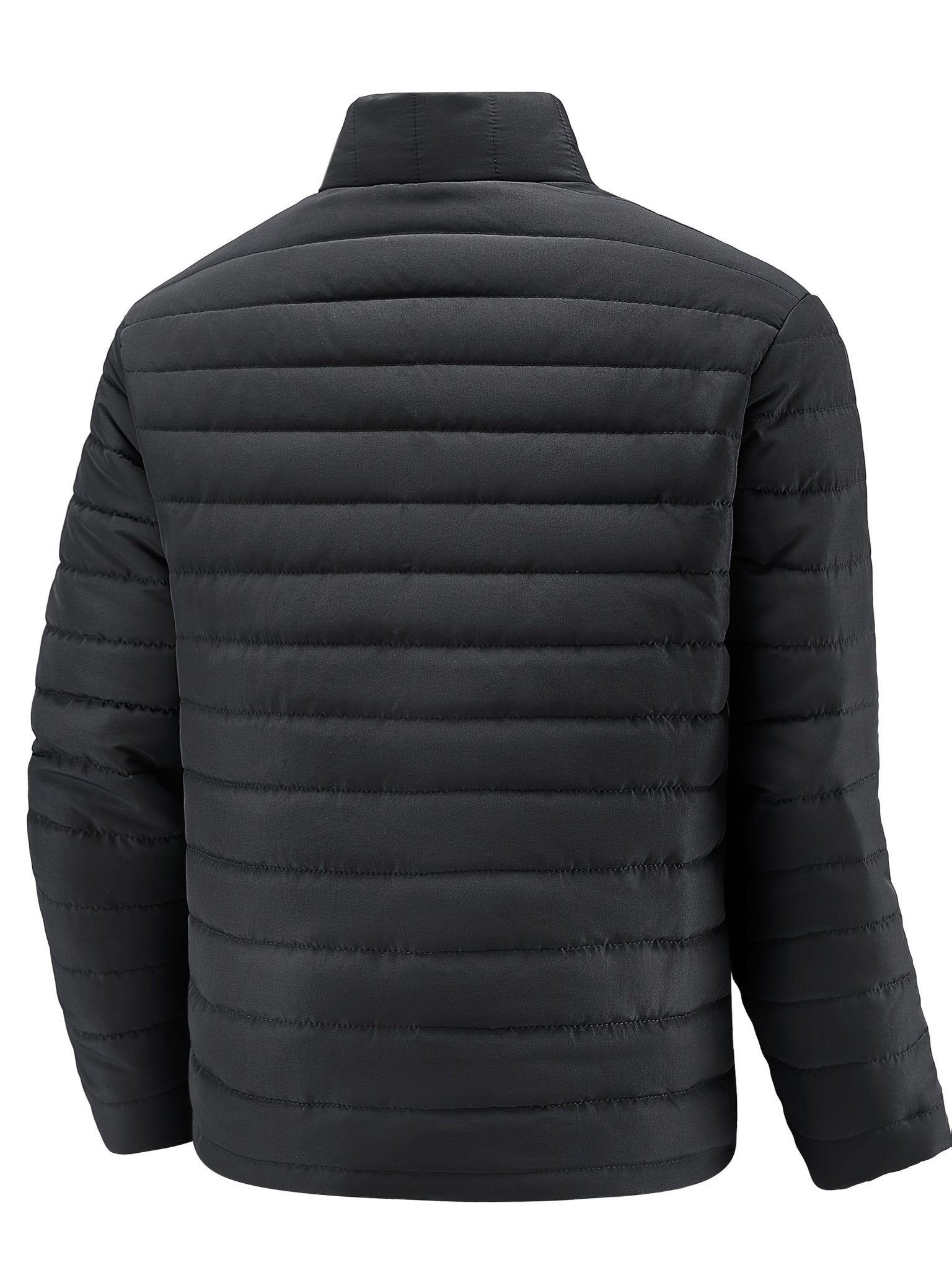 Men's Winter Lightweight Stylish Padded Coat, Slim Fit Stand Collar Warm Jacket, Men's Plus Size Padded Jacket - veyora
