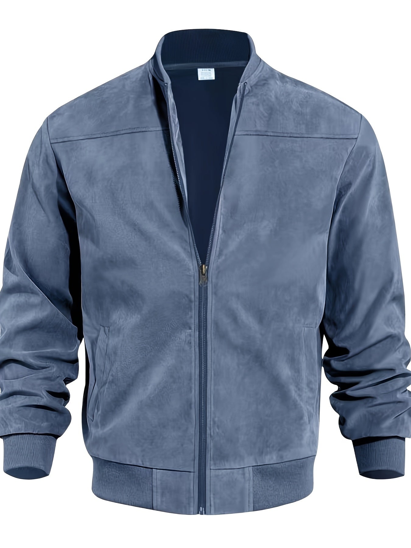 Suede Solid Color Men'S Zipper Jacket Casual Retro Long Sleeved Cardigan Jacket Men'S - veyora