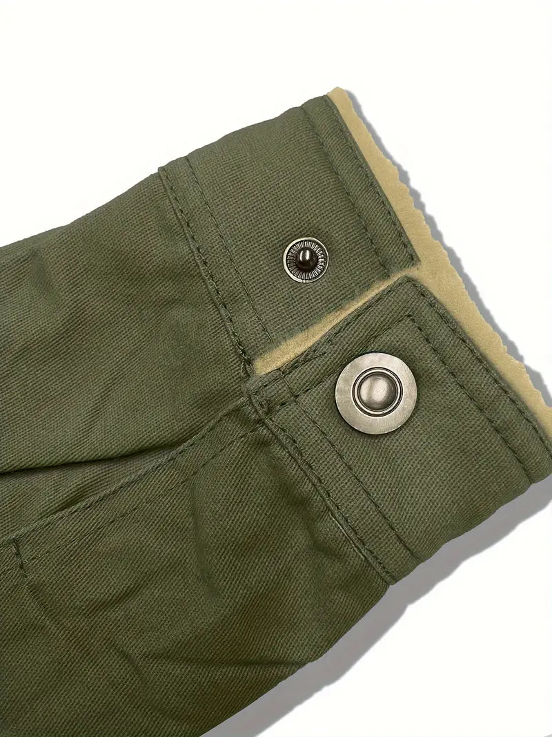 Men's Casual Cotton Jacket with Fleece Lining, Solid Color, All - Season - veyora