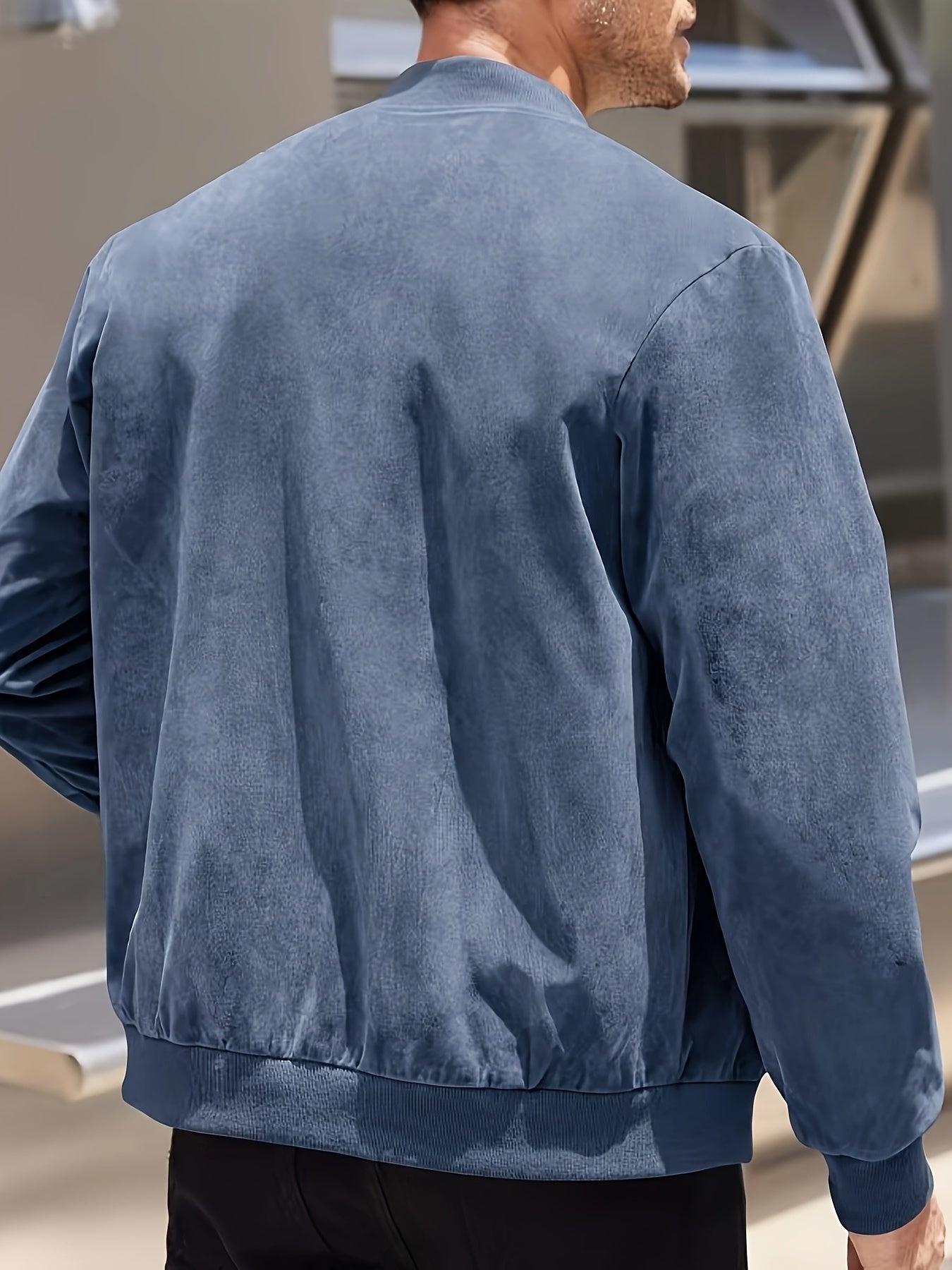 Suede Solid Color Men'S Zipper Jacket Casual Retro Long Sleeved Cardigan Jacket Men'S - veyora