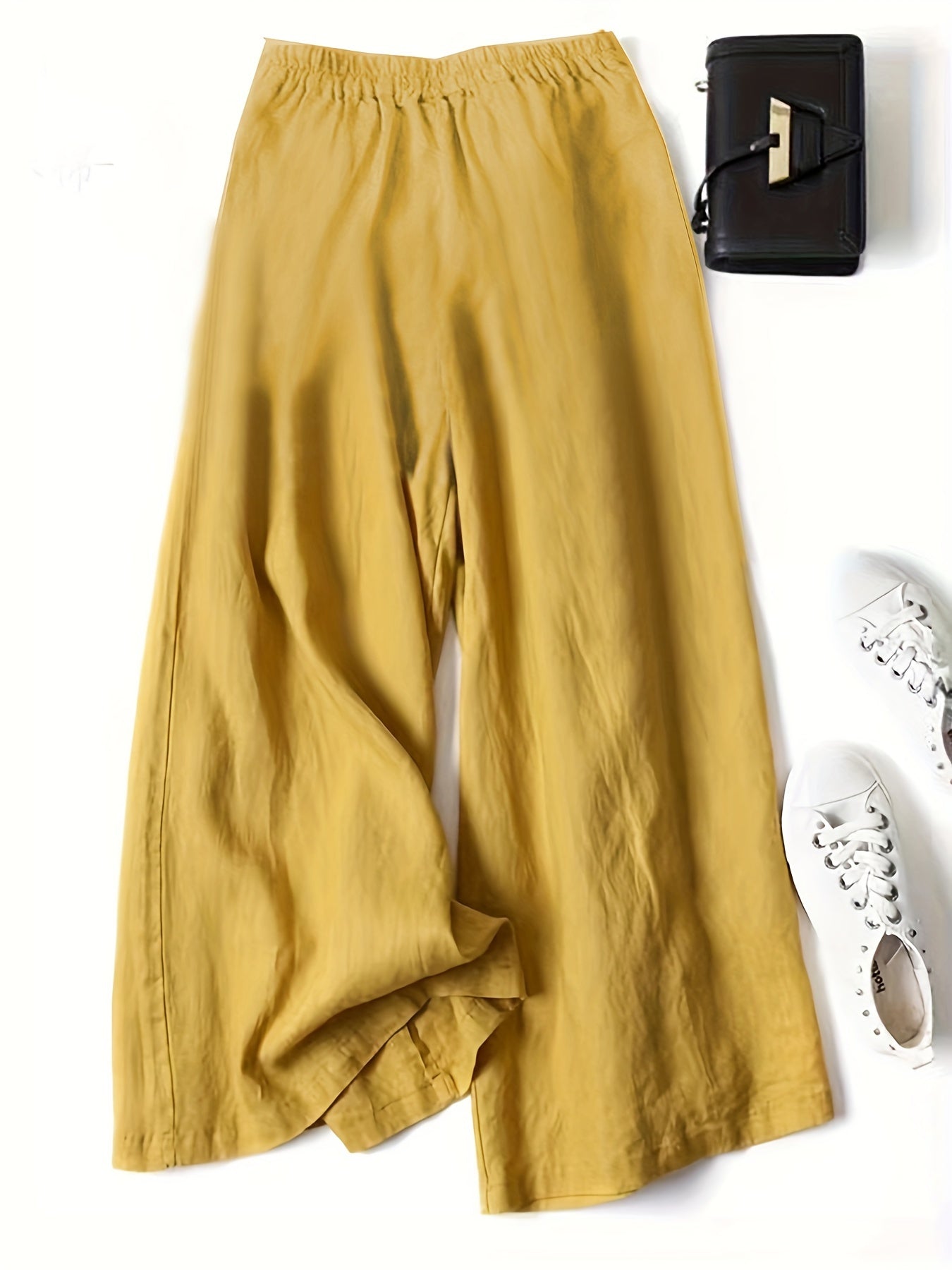 Linen Wide - Leg Ankle Pants, Breathable Thin Loose Linen Skirt Pants, Ethnic Style Vintage Trousers - veyora