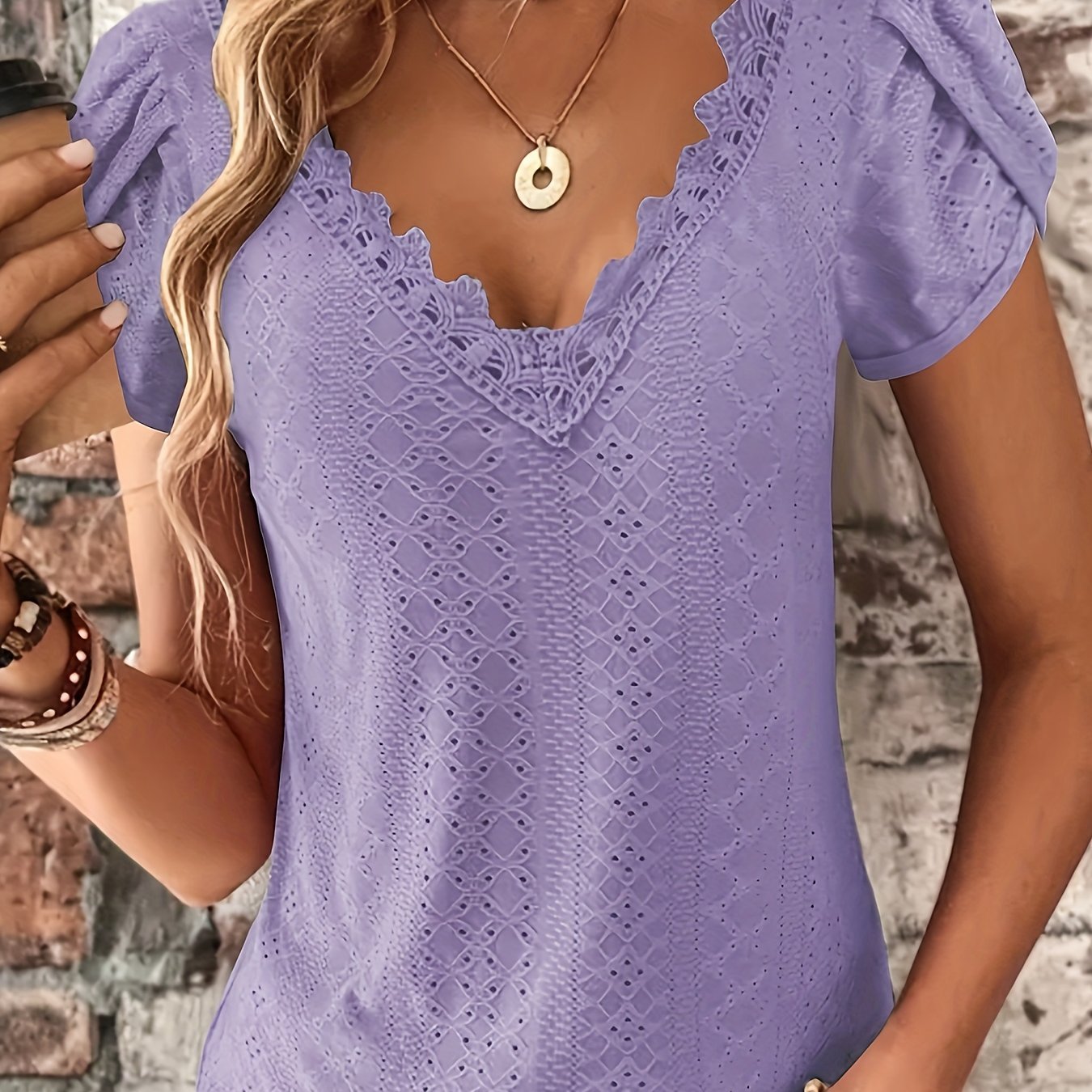 Lace V - Neck Top - veyora