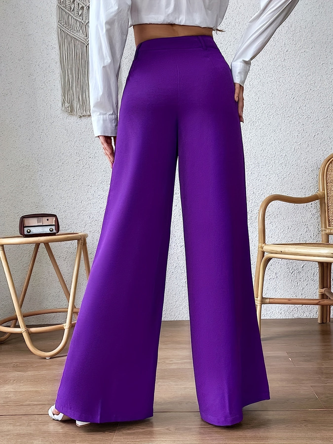 Directional Opening, New 2023 Style, European And American Fashion High - Waisted Long Pants, Wide - Leg Trousers - veyora