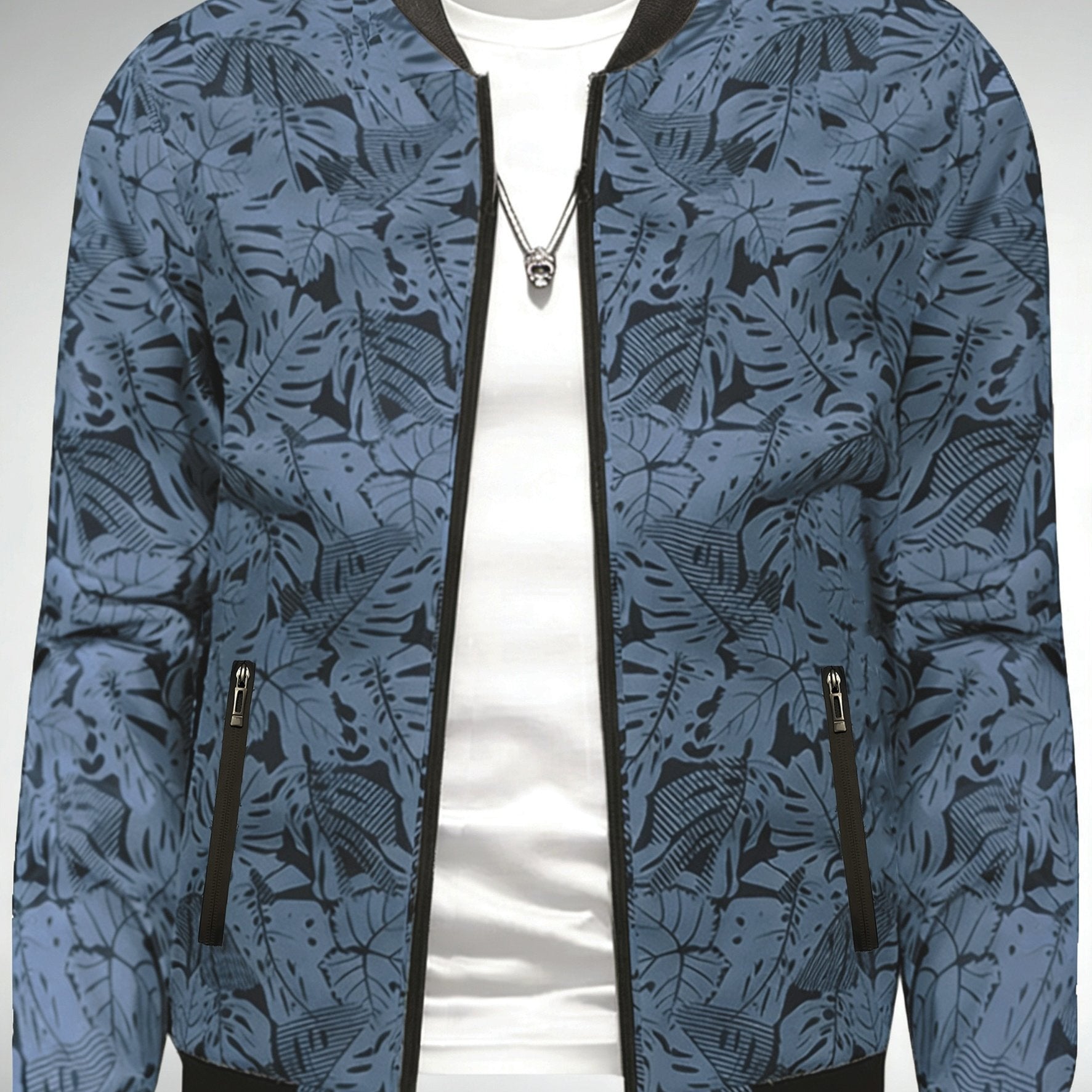Men'S Fashion Print Casual Sports Jacket with Baseball Collar, Long Sleeve, Pocket, All - Over Print, Non - Stretch, Regular Fit, Zipper Closure, Conventional Contour, Lining, Weekend Casual Wear - veyora