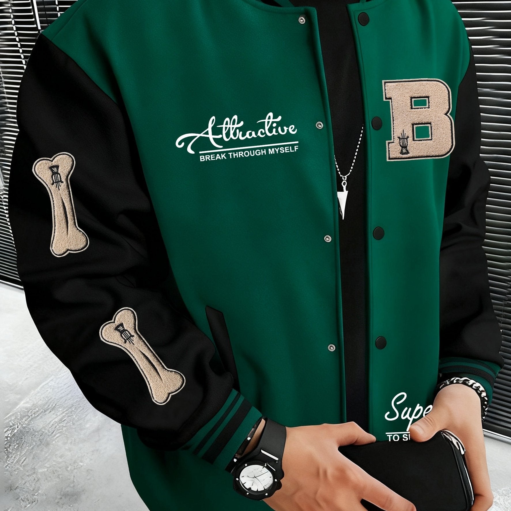 Men's Letter B Casual Street Multi - Pattern Jacket - veyora