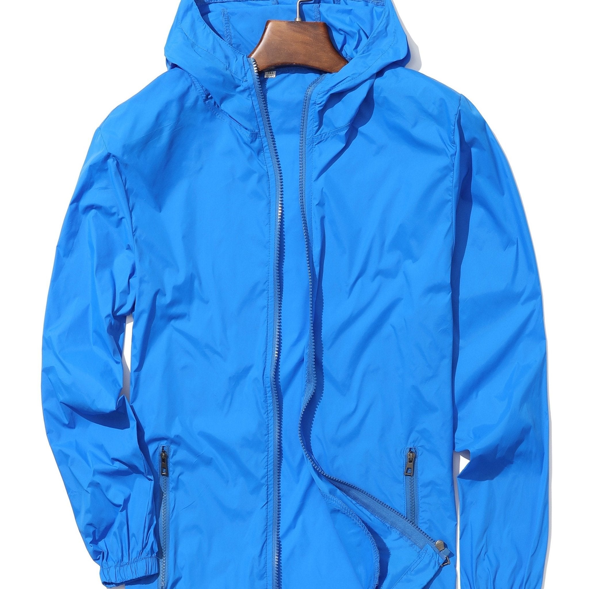 Lightweight Breathable Quick - Dry UV Protection Hooded Windbreaker Jacket for Men & Women - Spring Summer Outdoor Casual Wear, Bright Red with Black Accents, Machine Washable - veyora