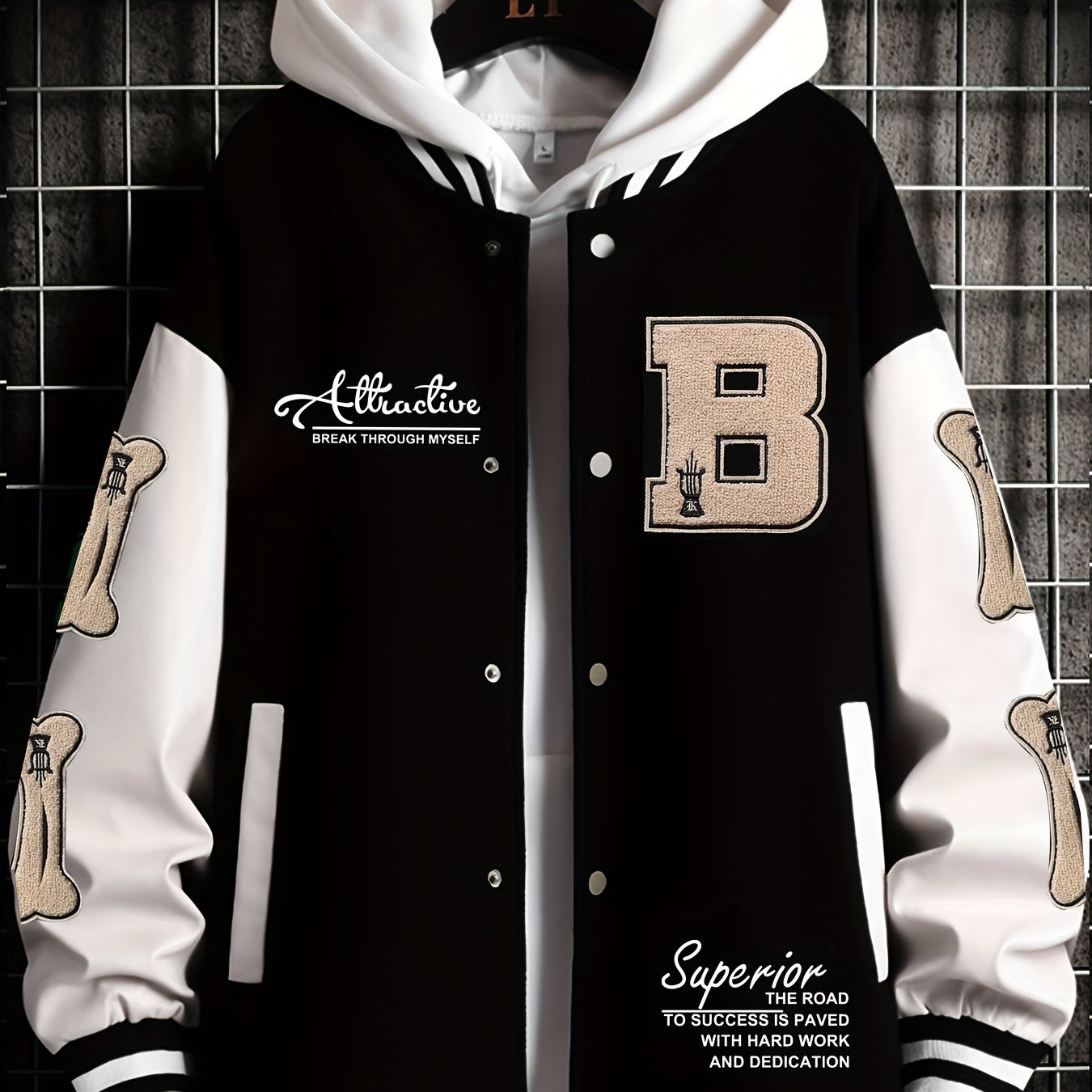 Men's Letter B Casual Street Multi - Pattern Jacket - veyora