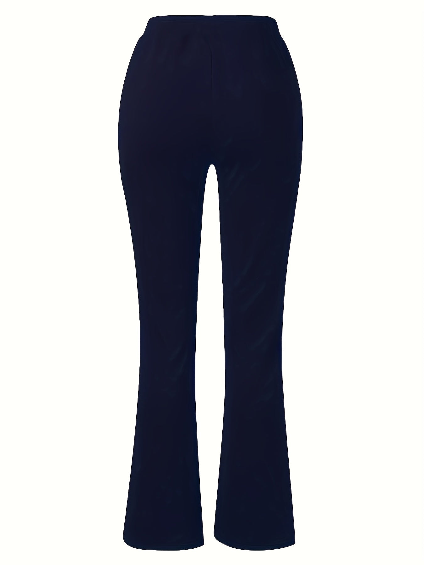 Elegant Flare Leg Women'S High - Waist Stretch Pants | Solid Color, Regular Fit, Front Pocket, Machine Washable, Suitable for Spring, Summer, and Autumn - veyora