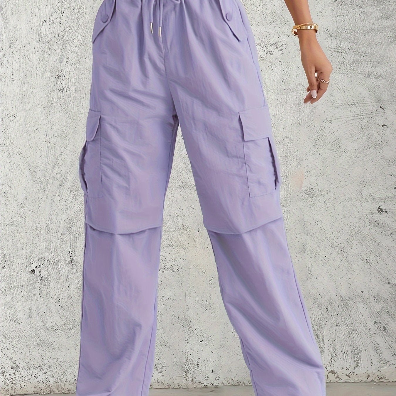 American - style Quick - Dry Drawstring Cargo Pants for Women, Wide - Leg Casual Pants, Breathable Lightweight Fabric Straight - Leg Trousers - veyora