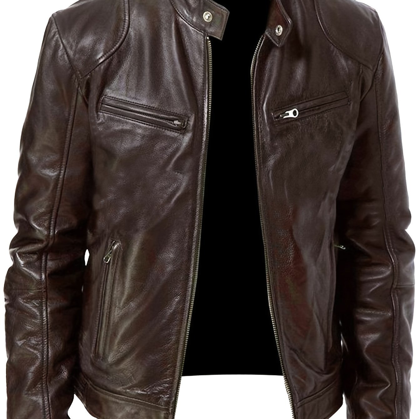 2023 Autumn/Winter New Style Zipper Cardigan Multi - Pocket Small Stand - Up Collar Slim - Fit Motorcycle Jacket Plus Size Men's Coat - veyora