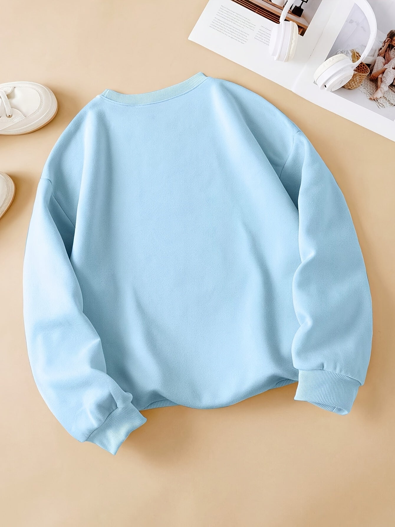 Women'S Sports Casual Sweatshirt with Embroidered Letters, Round Neck, Fleece Material, Machine Washable for Autumn And Winter - veyora