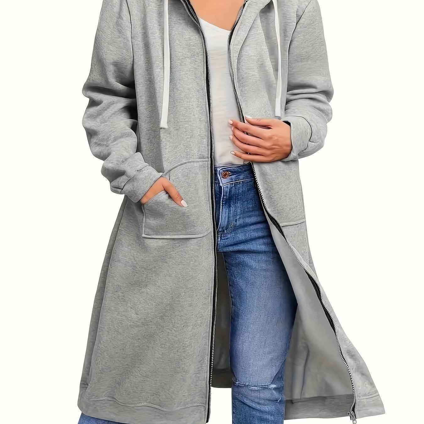 2022 New Autumn And Winter Cross - Border Women'S Fashion in Europe And America, Loose Long Cardigan with Zipper - veyora