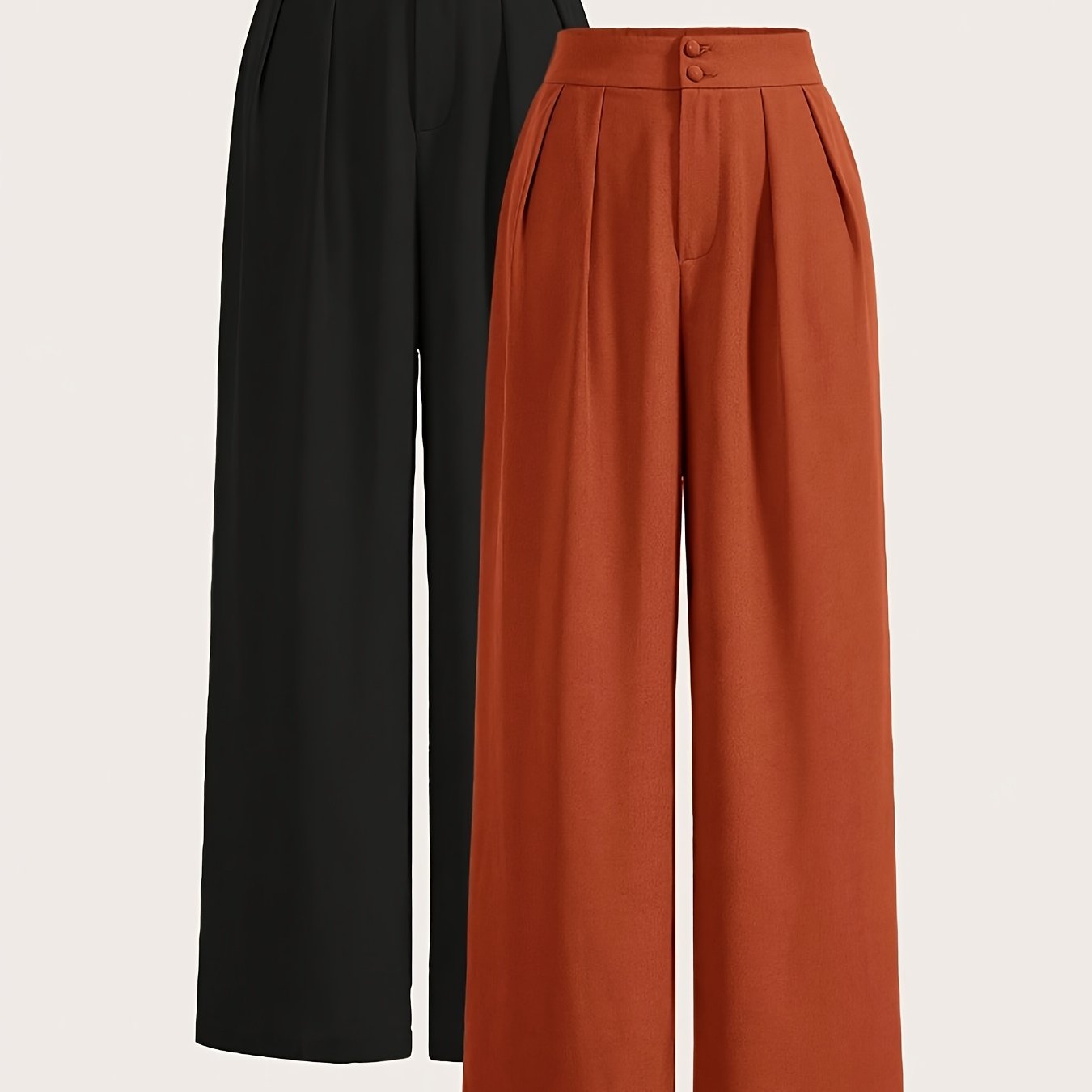 High - Waisted Wide - Leg Pants Two - Piece Set - veyora