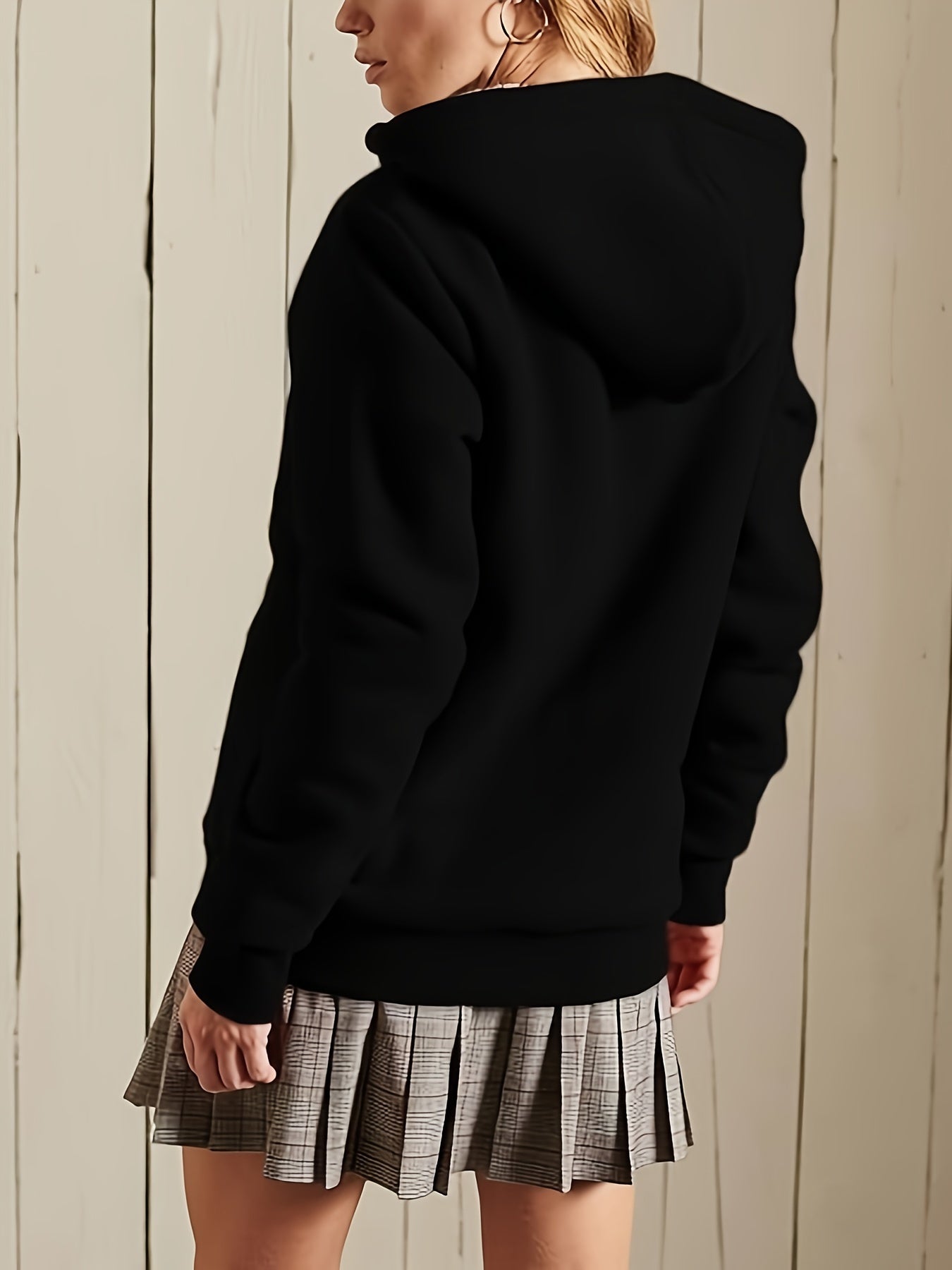 1pc of Women'S Casual Full - Zip Lined Hoodie Sweatshirt Jacket with Pockets - Oversized Outerwear for Autumn And Winter Fashion - veyora