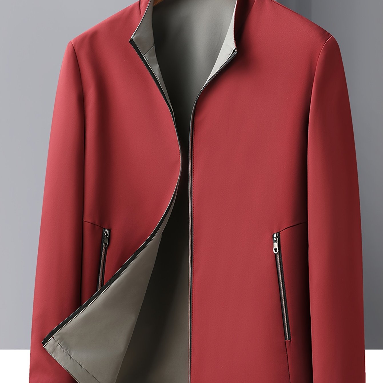 Spring Reversible Stand - up Collar Jacket, Sporty Casual, Wearable on Both Sides - veyora