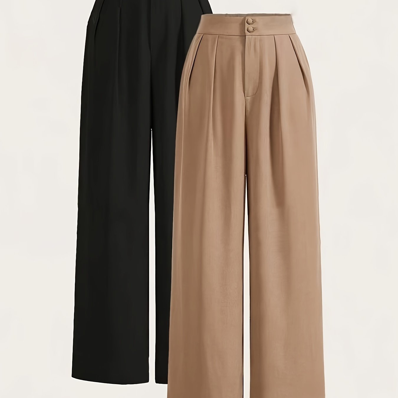 High - Waisted Wide - Leg Pants Two - Piece Set - veyora