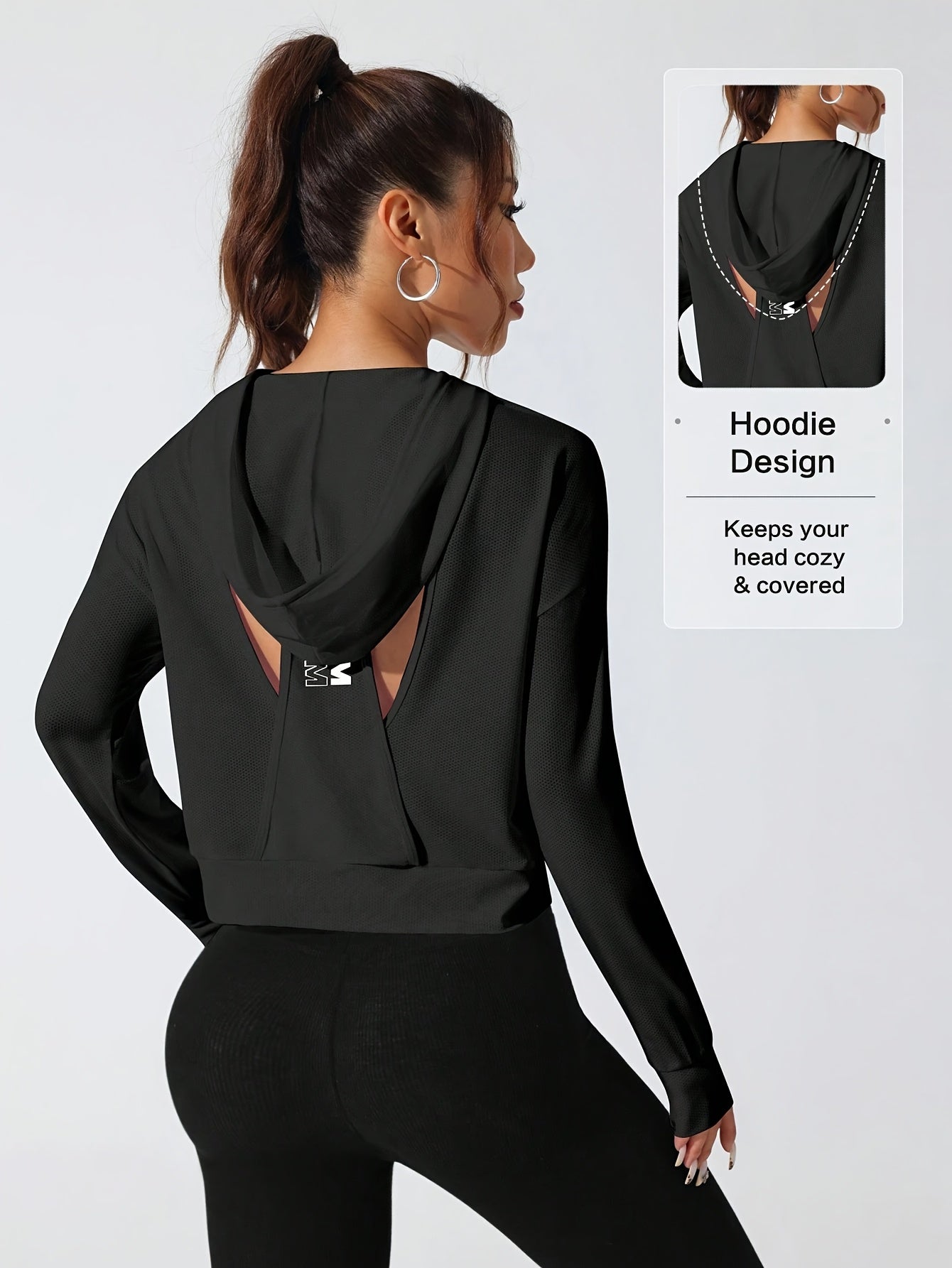 American - style Versatile Sporty Hooded Long - sleeve Top - veyora