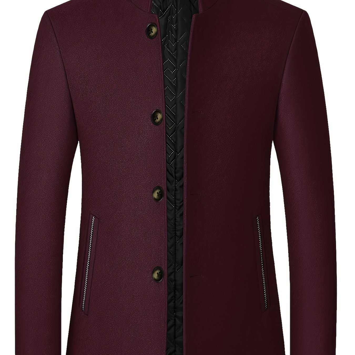 New Men's Tweed Jacket, Mao Suit Style Stand Collar Autumn/Winter Outerwear, Men's Tweed Sports Jacket - veyora
