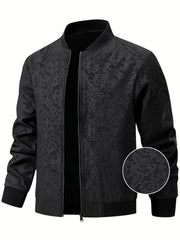 Men'S Casual Pilot Jacket | Phoenix Print Texture with Baseball Collar, 97%, 3% Spandex, Suitable for Spring and Autumn Outdoor Wear - veyora
