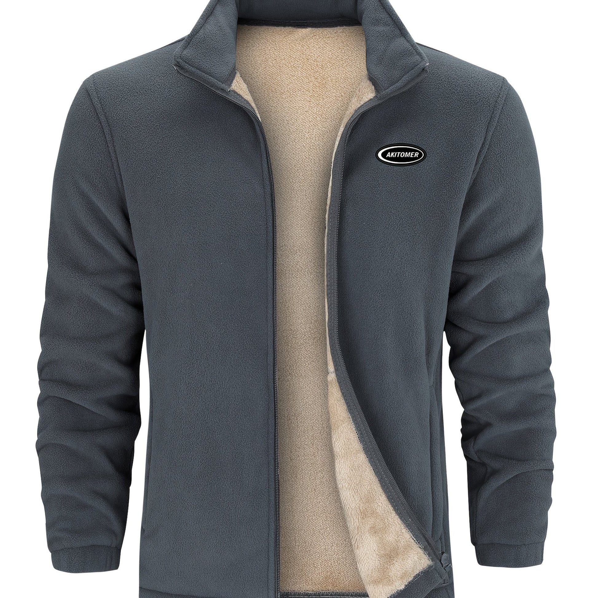 Men's Stand Collar Fleece Jacket - veyora
