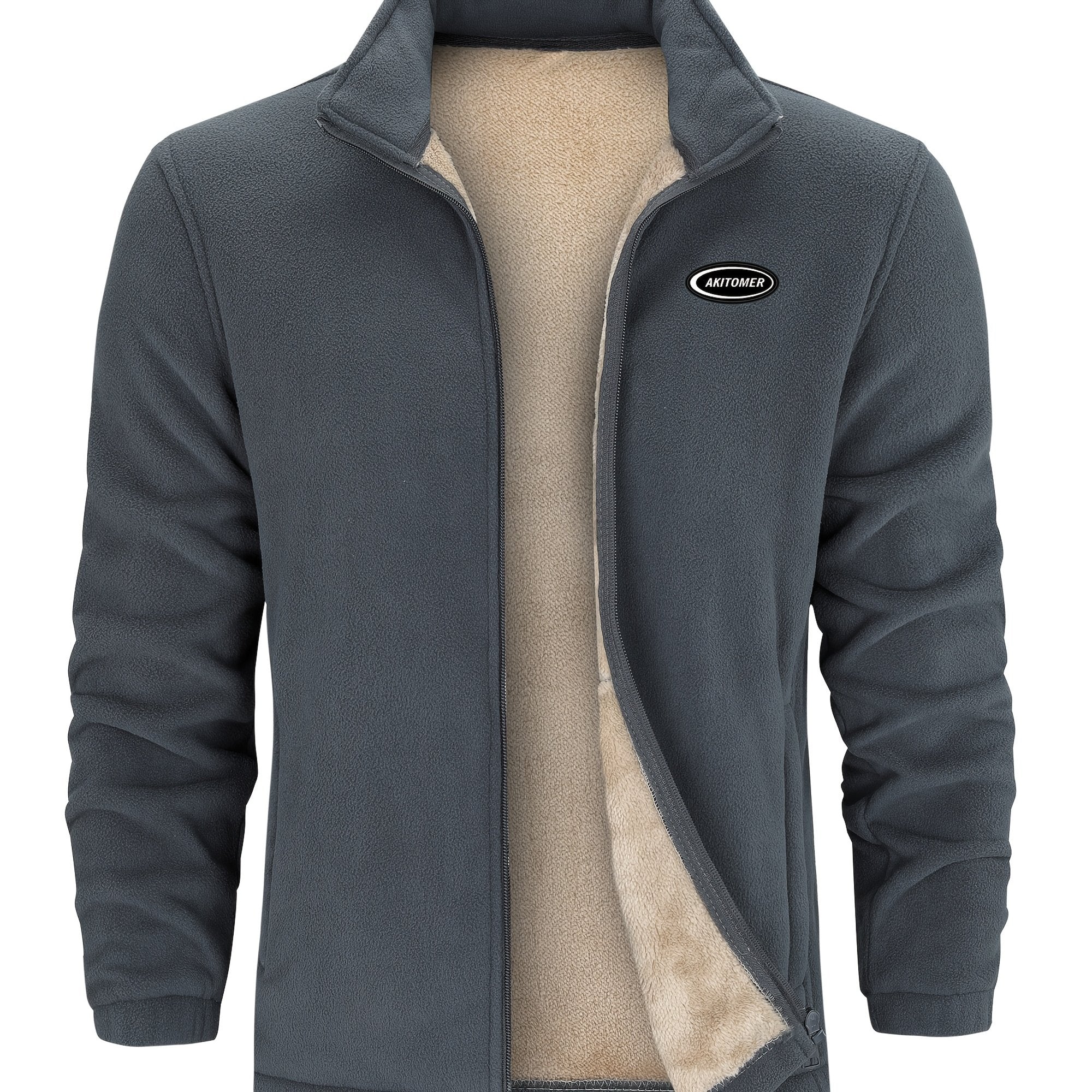 Men's Stand Collar Fleece Jacket - veyora