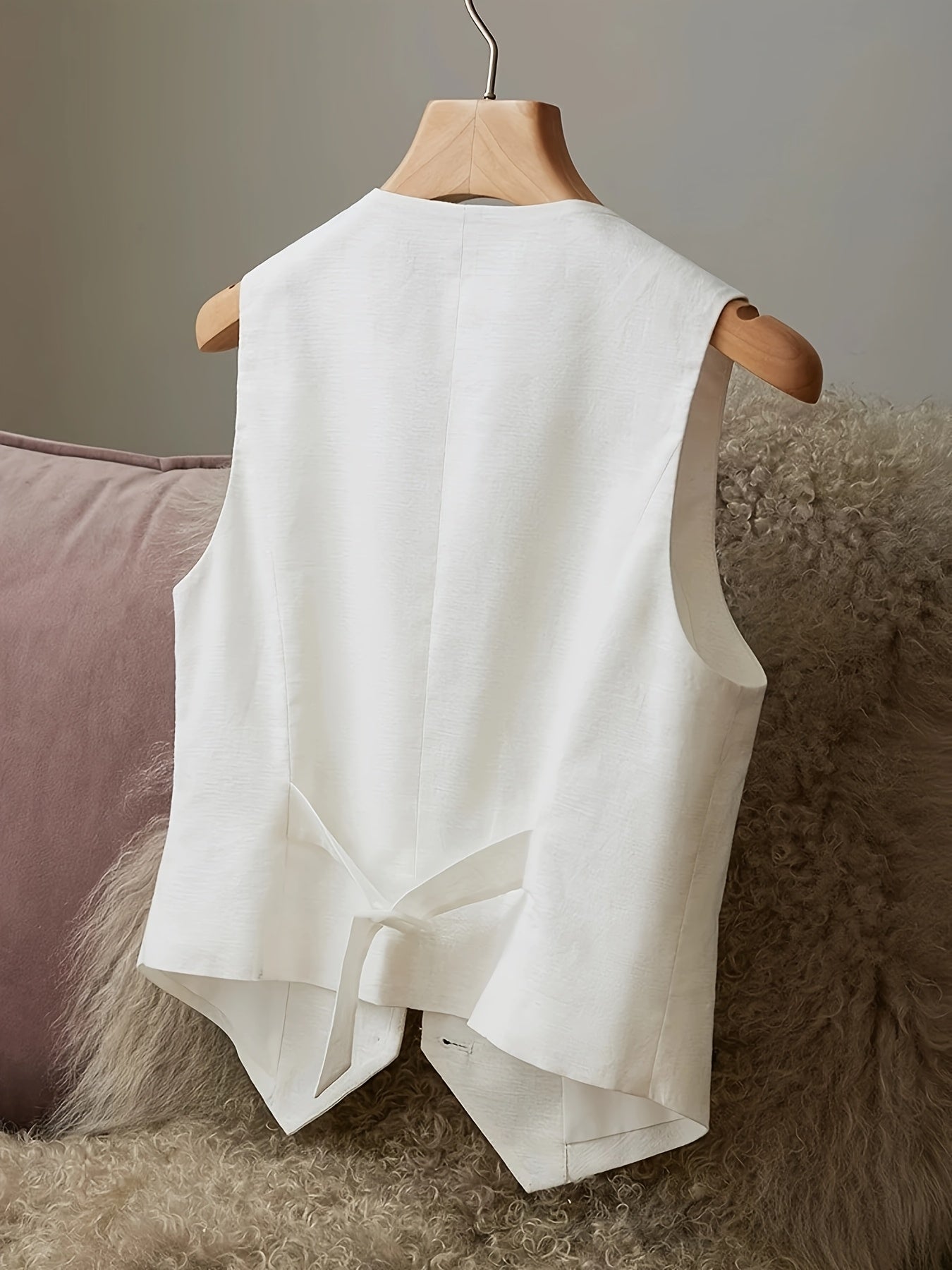 BK040924 Women's Casual Elegant Waist - cinching Jacket Vest Linen - veyora