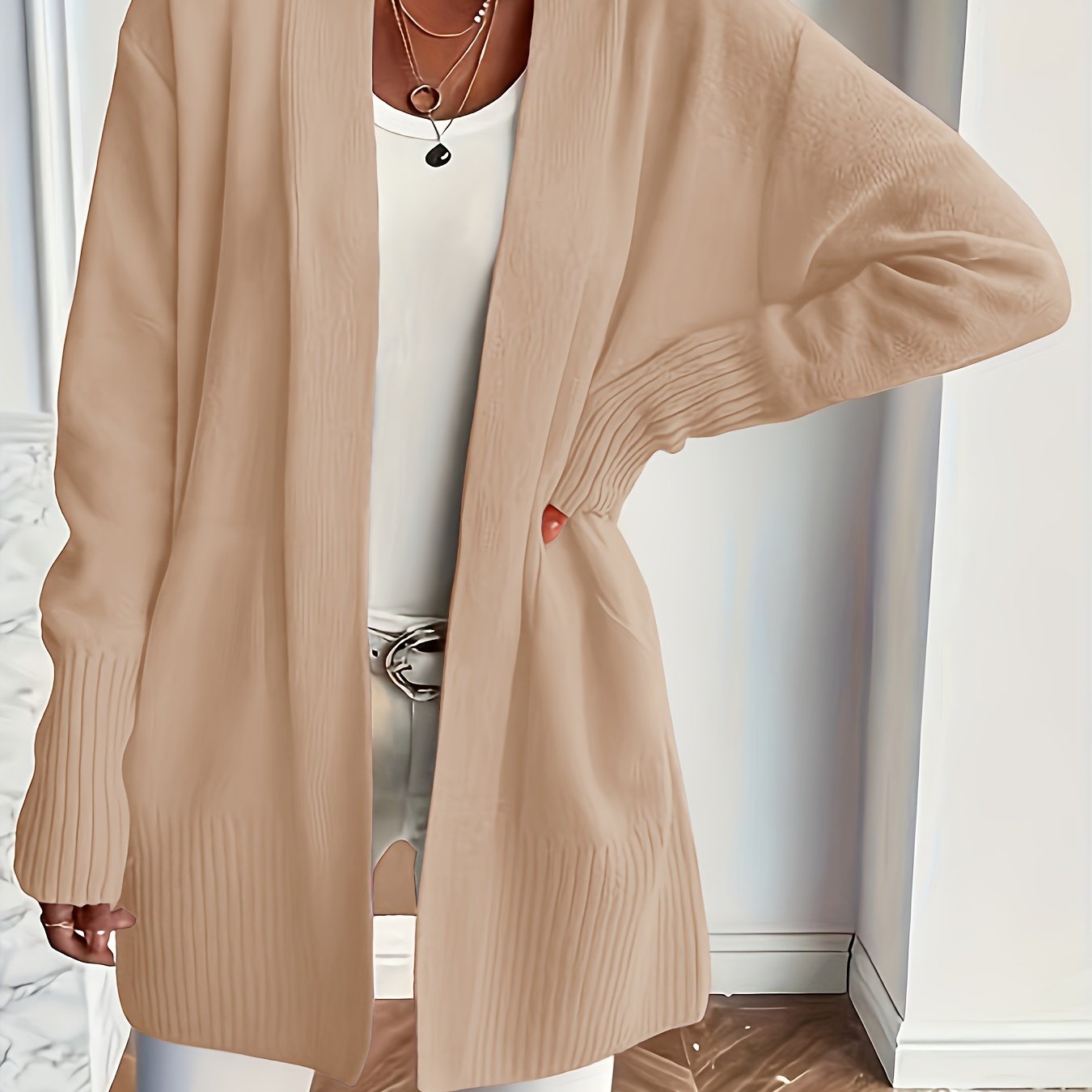 [Cozy Cardigan] Cozy Yellow Women's Knit Cardigan | Long Sleeve, V - Neck, Loose Fit, Fall & Winter Stylish Pullover, Autumn Winter Apparel, Vibrant Cardigan, Knit Construction, Cardigan Sweater - veyora