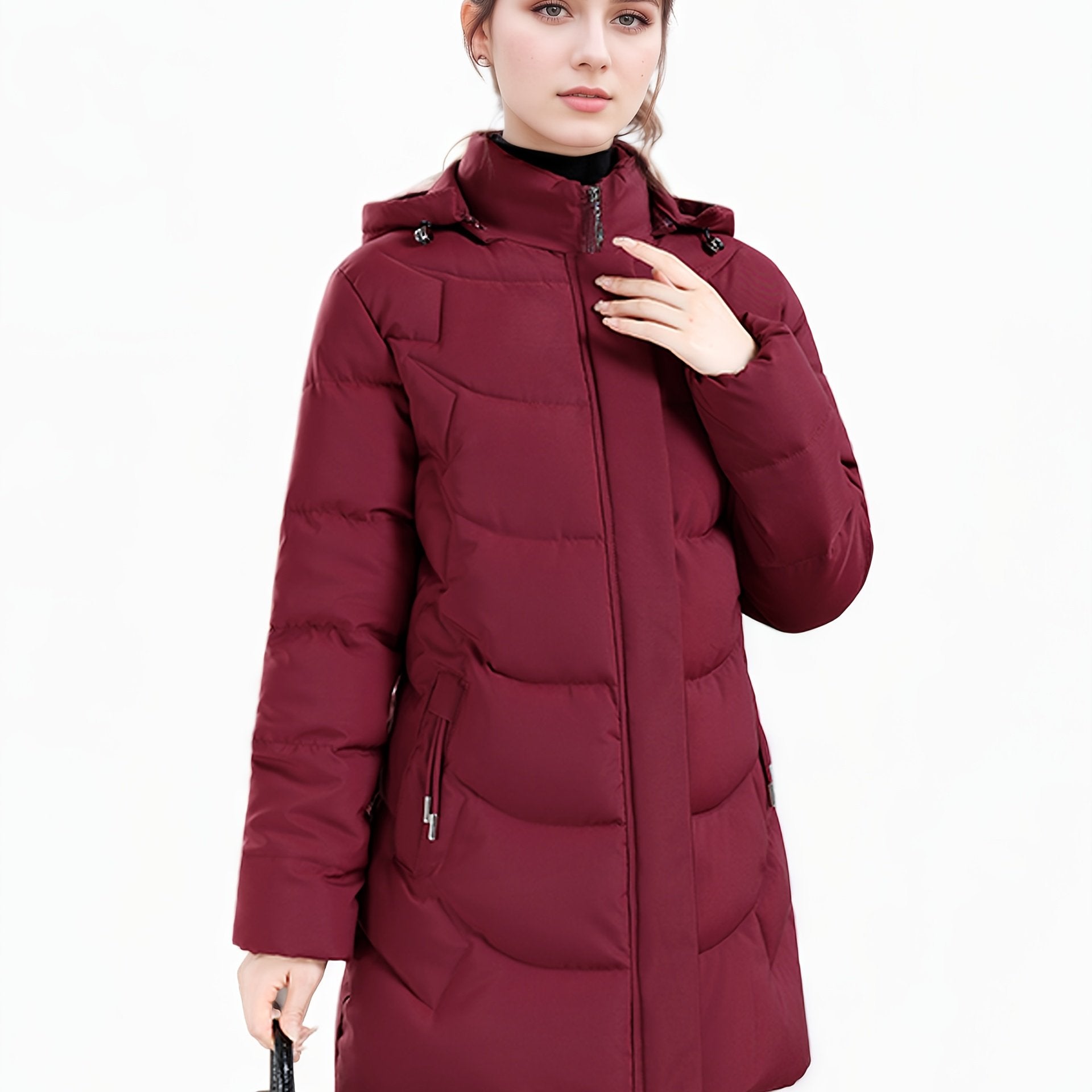 2025 New Women's Autumn/Winter Padded Long Coat, Fashionable Christmas Gift Jacket with Hood - veyora