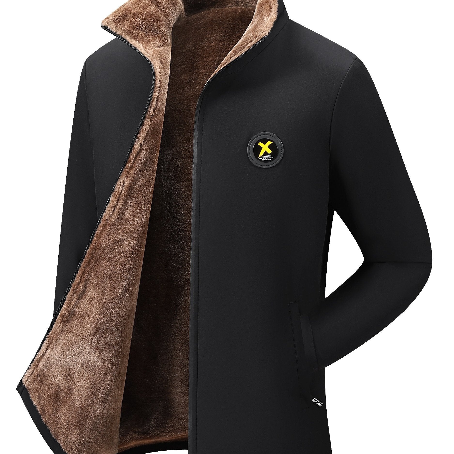 Men's New Stand - up Collar Casual Autumn and Winter Jacket Jacket Men's Velvet Padded Warm Fashion Winter Clothes - padded Jacket - veyora