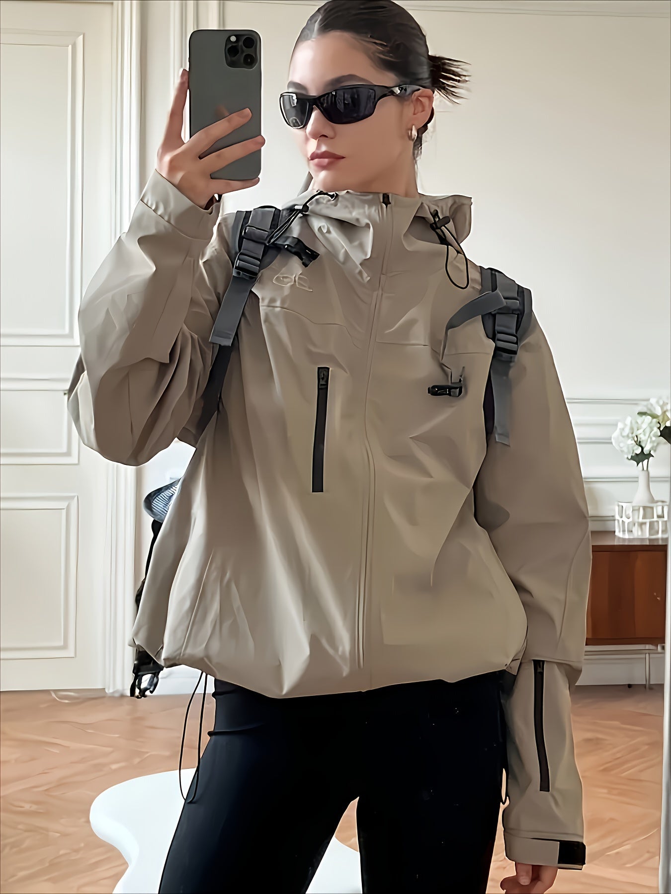 Fashionable New Solid Color Zip - Up Hooded Windbreaker Jacket - veyora