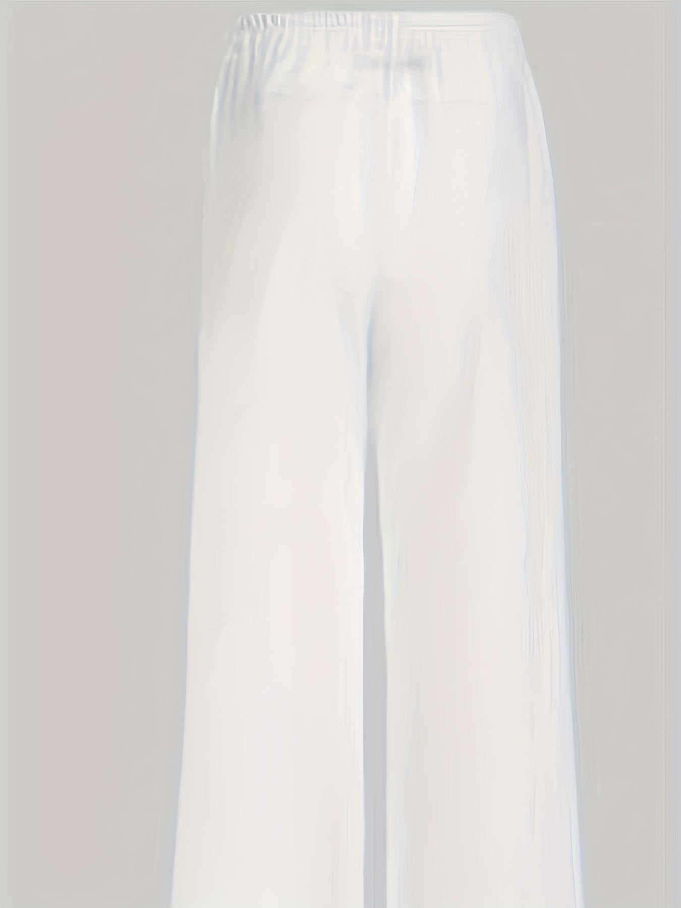 White Watercolor Rose Print Wide - Leg Casual Pants for Women, Spring/Summer Lightweight Loose - Fit Trousers, Versatile Commuter and Vacation Pants - veyora