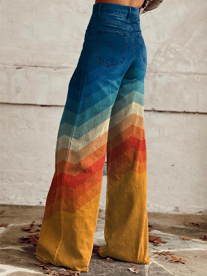 Grace™ - Stylish Multicolored Striped Wide Leg Pants - veyora