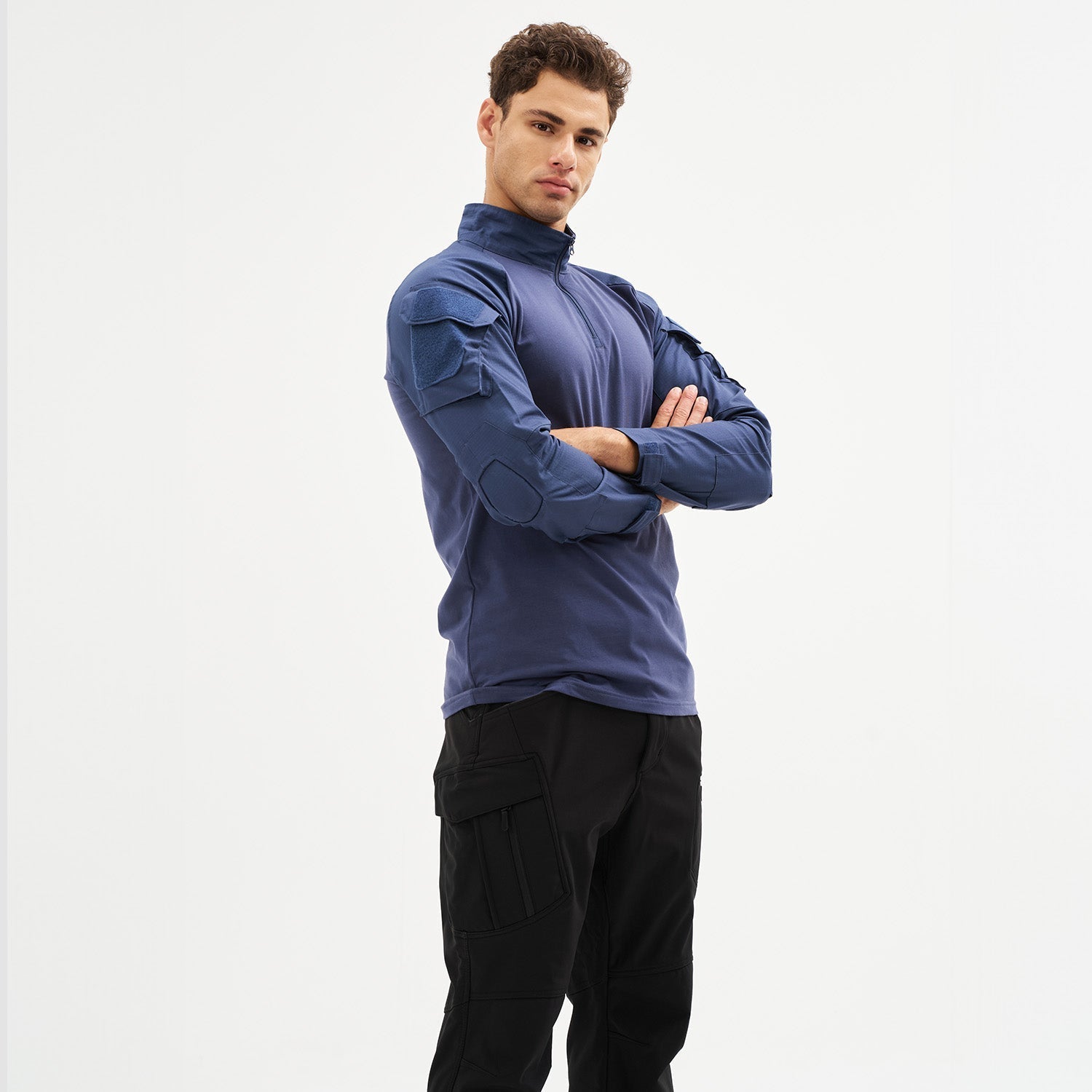 Men's 1/4 Zip Tactical Military Shirt with Pockets