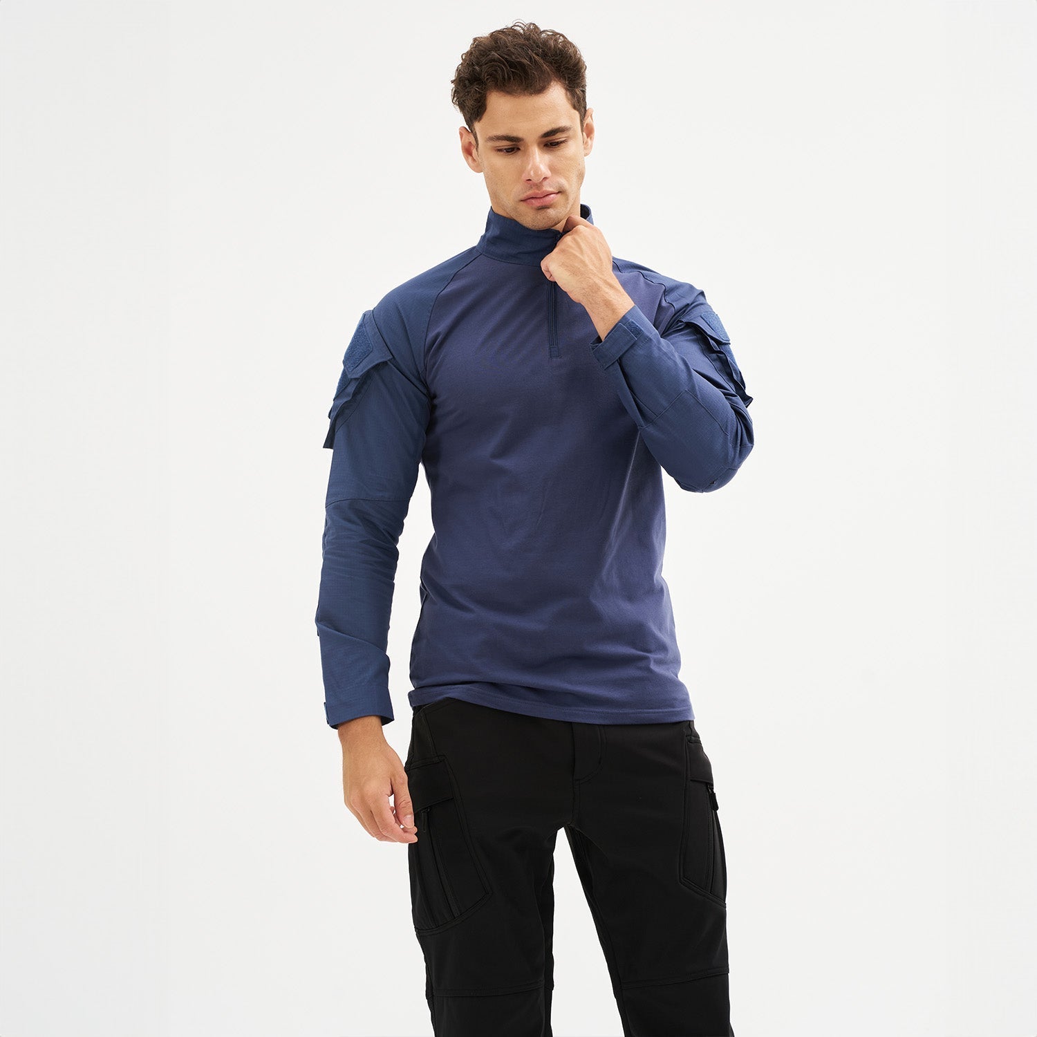 Men's 1/4 Zip Tactical Military Shirt with Pockets
