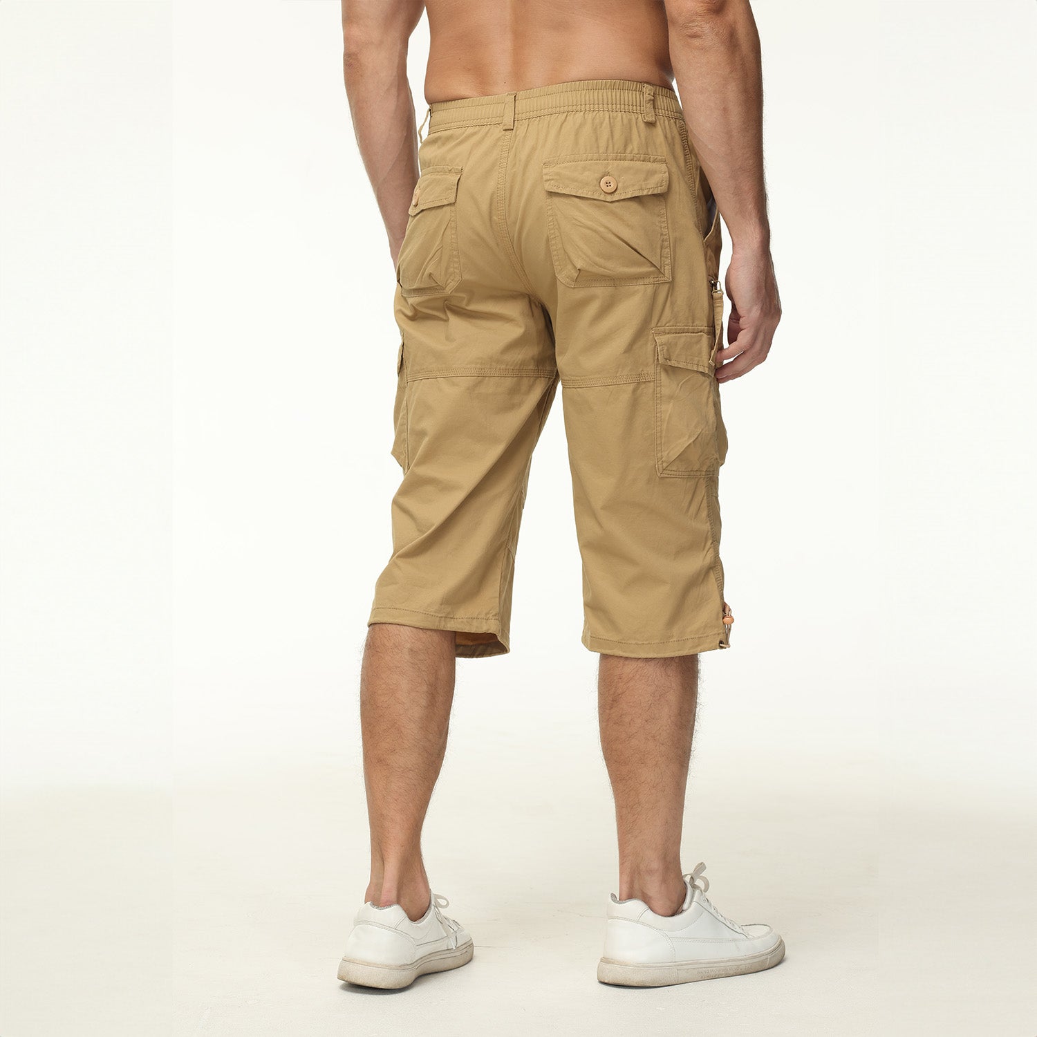 Men's Below Knee Cargo Shorts - Cotton, 7 Pockets, Work Capris