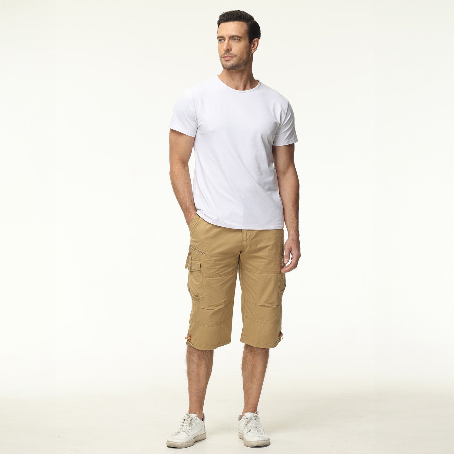 Men's Below Knee Cargo Shorts - Cotton, 7 Pockets, Work Capris