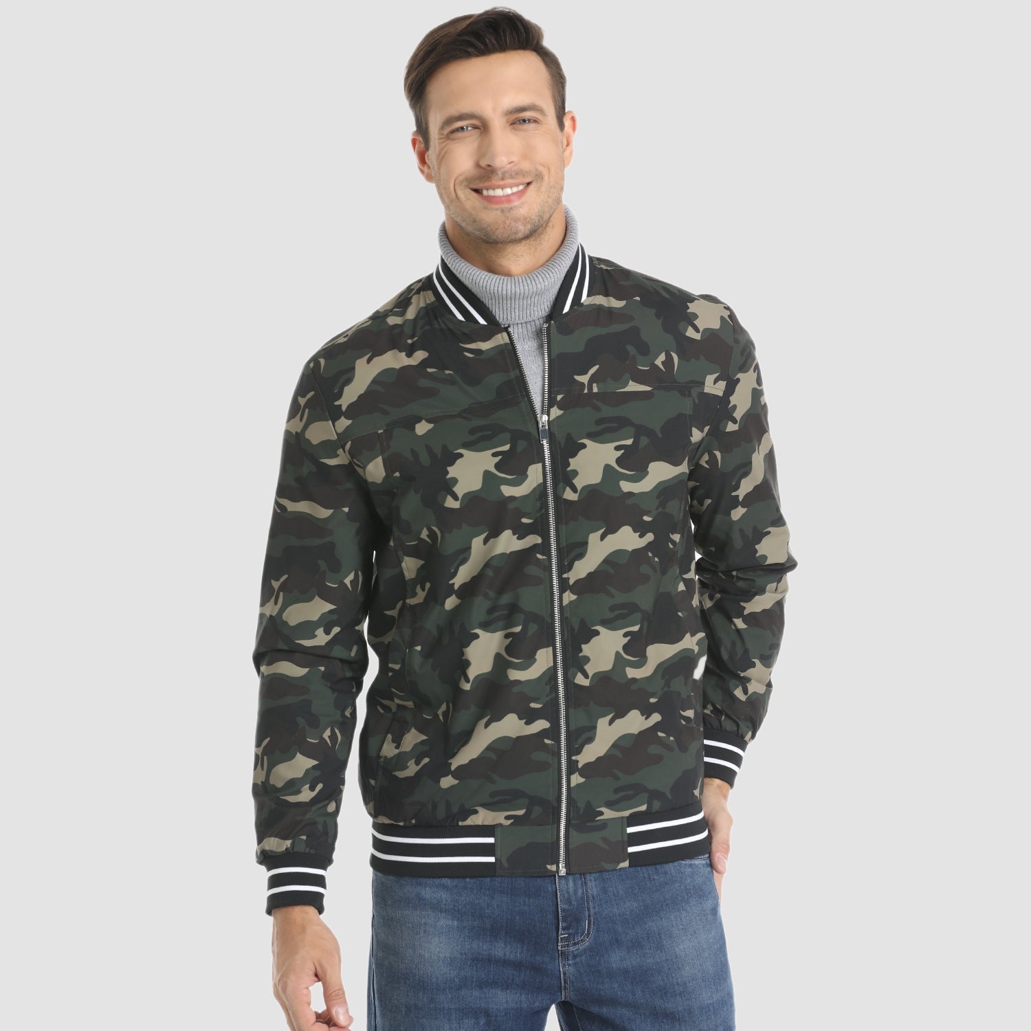 Men's Lightweight Bomber Jacket Casual Windbreaker