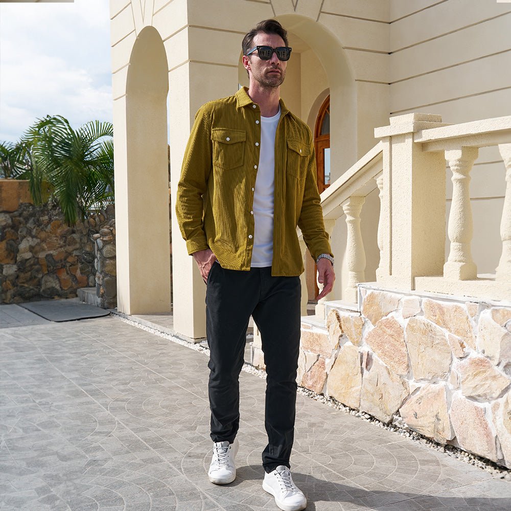 Men's Long Sleeve Corduroy Sun Protection Shirt