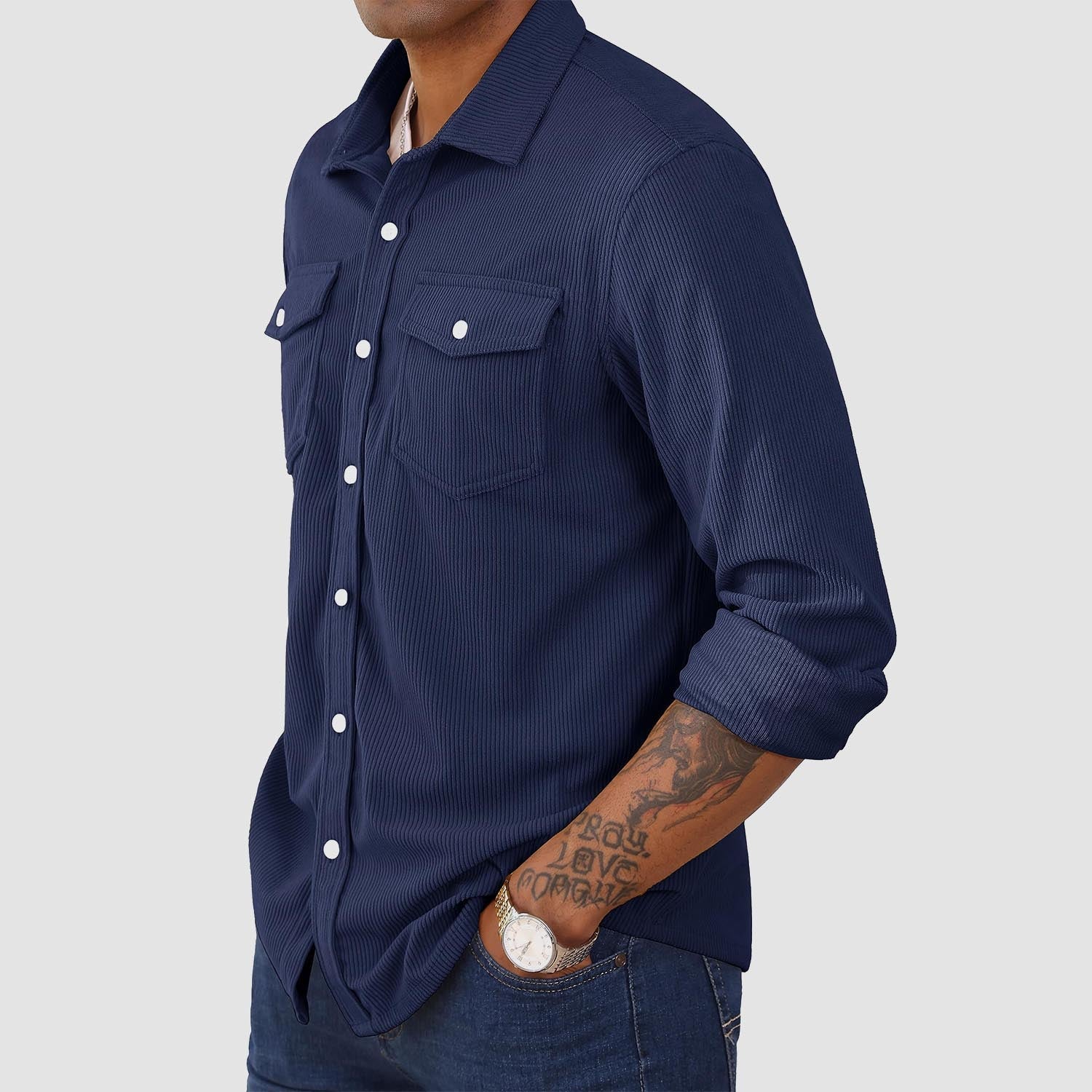 Men's Long Sleeve Corduroy Sun Protection Shirt
