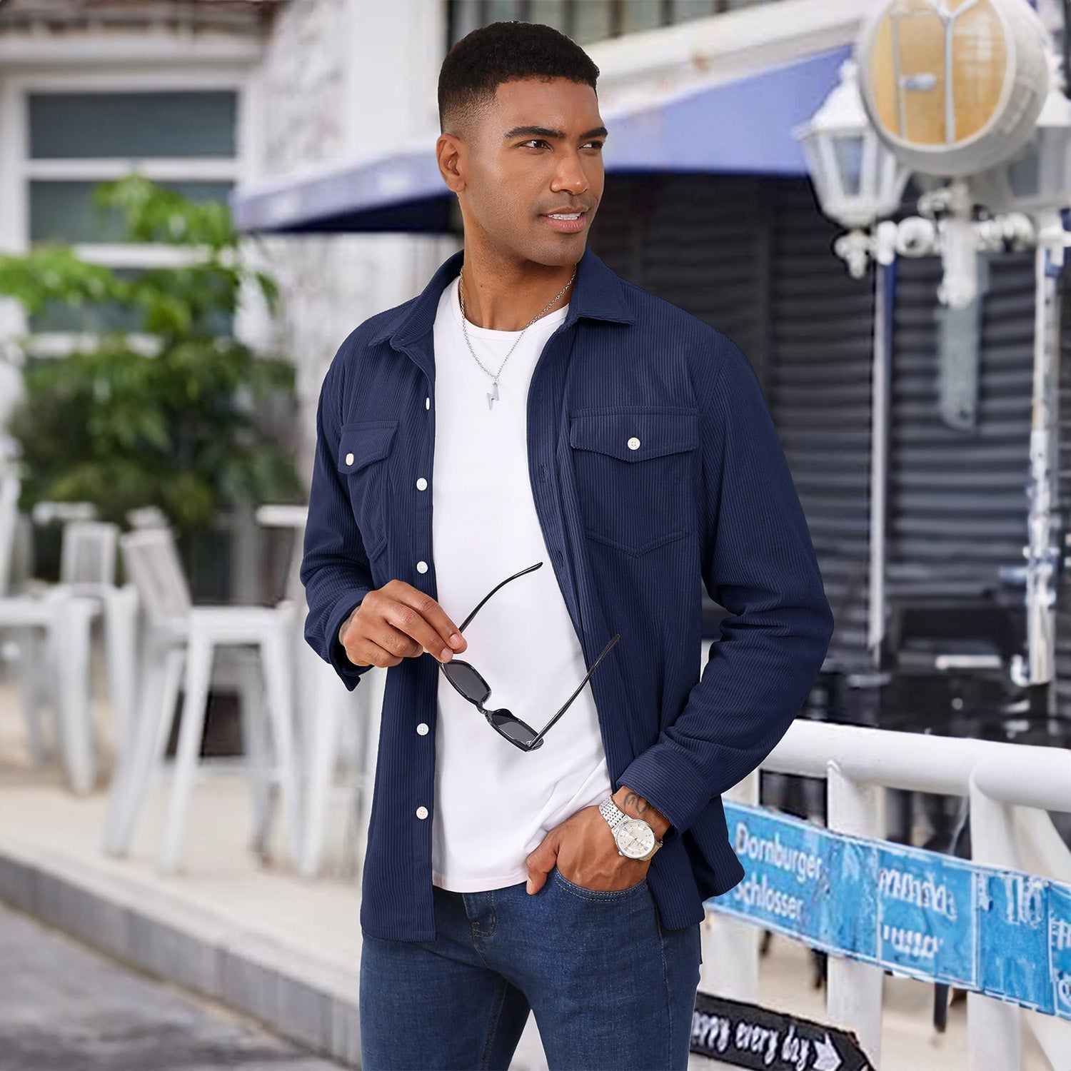 Men's Long Sleeve Corduroy Sun Protection Shirt