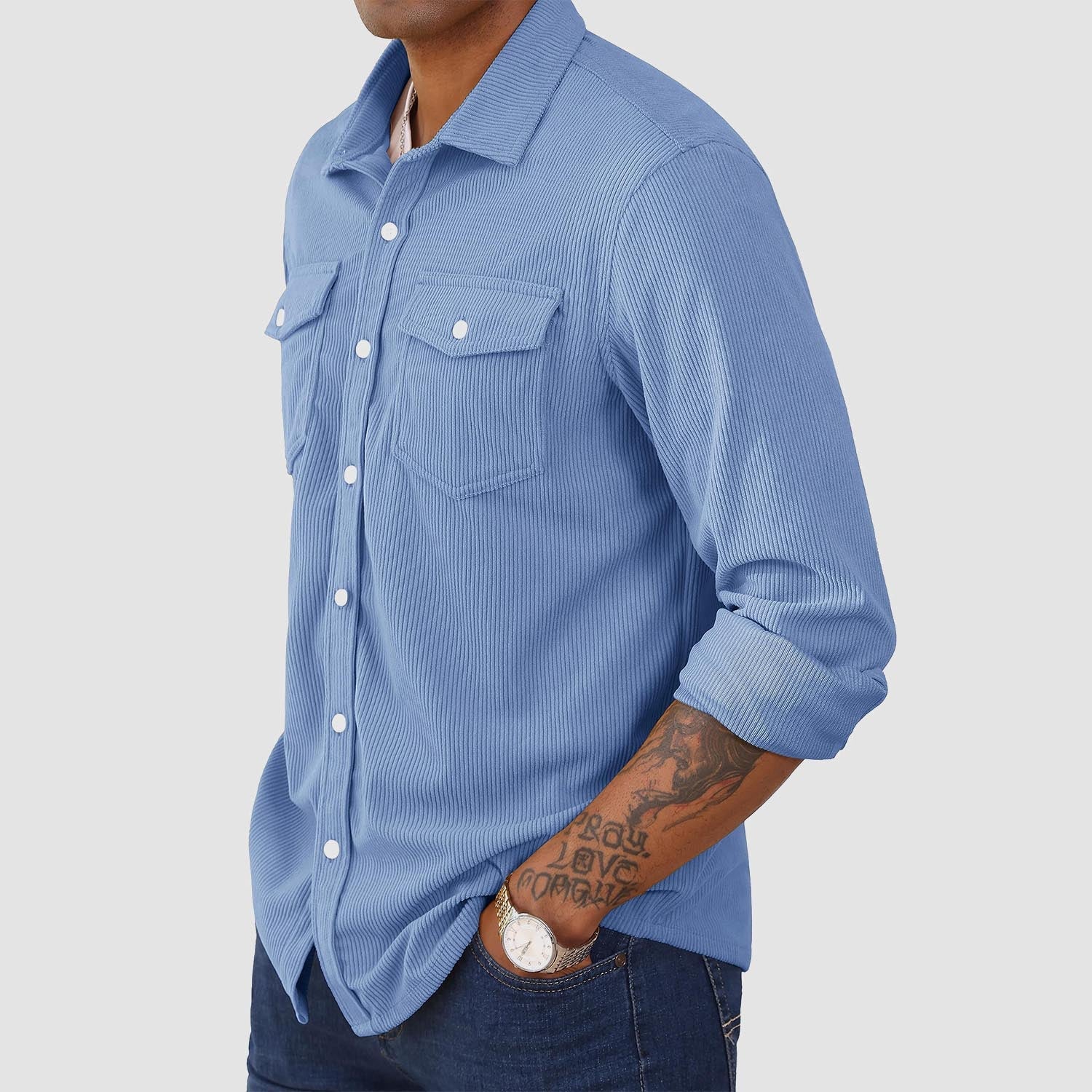 Men's Long Sleeve Corduroy Sun Protection Shirt