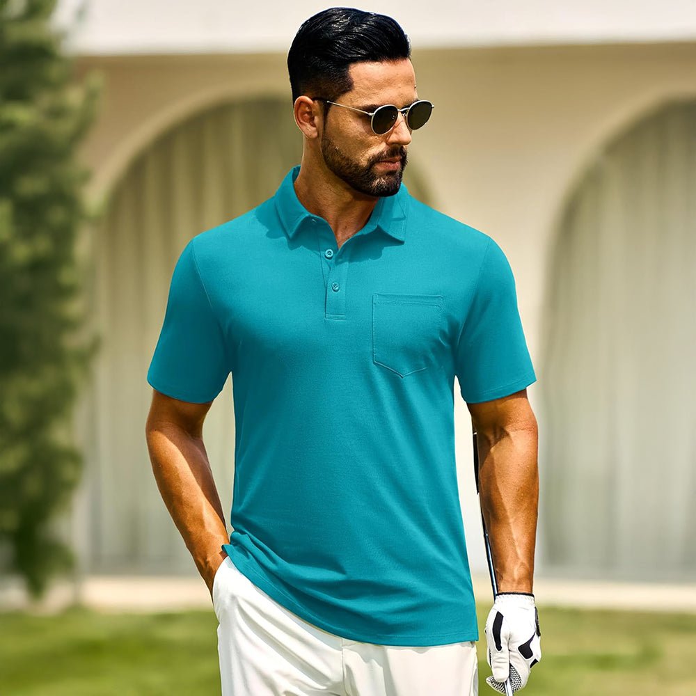 Men's Cotton Polo Shirts - Breathable Short Sleeve Golf Tee
