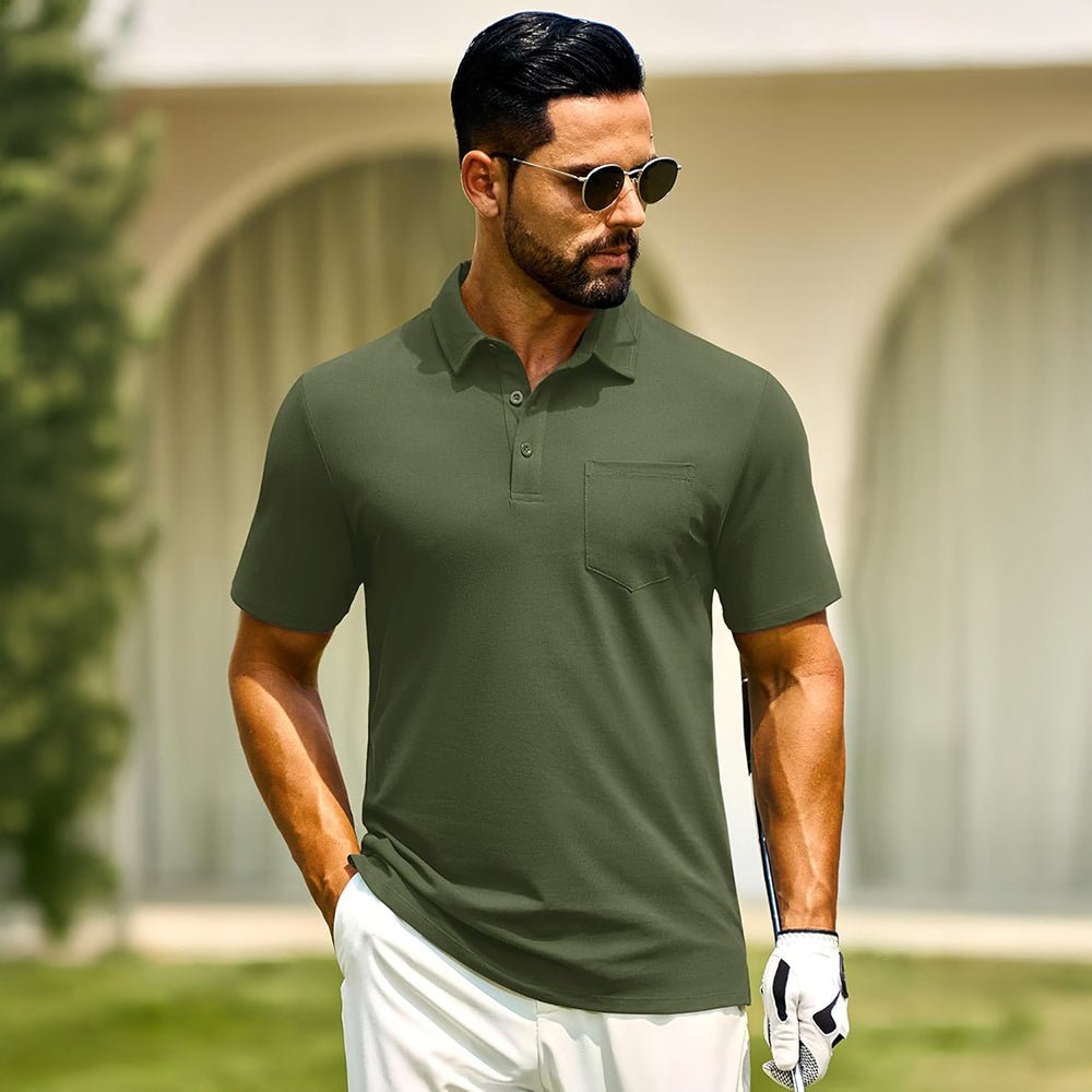 Men's Cotton Polo Shirts - Breathable Short Sleeve Golf Tee
