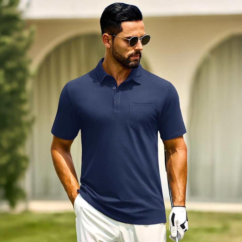 Men's Cotton Polo Shirts - Breathable Short Sleeve Golf Tee